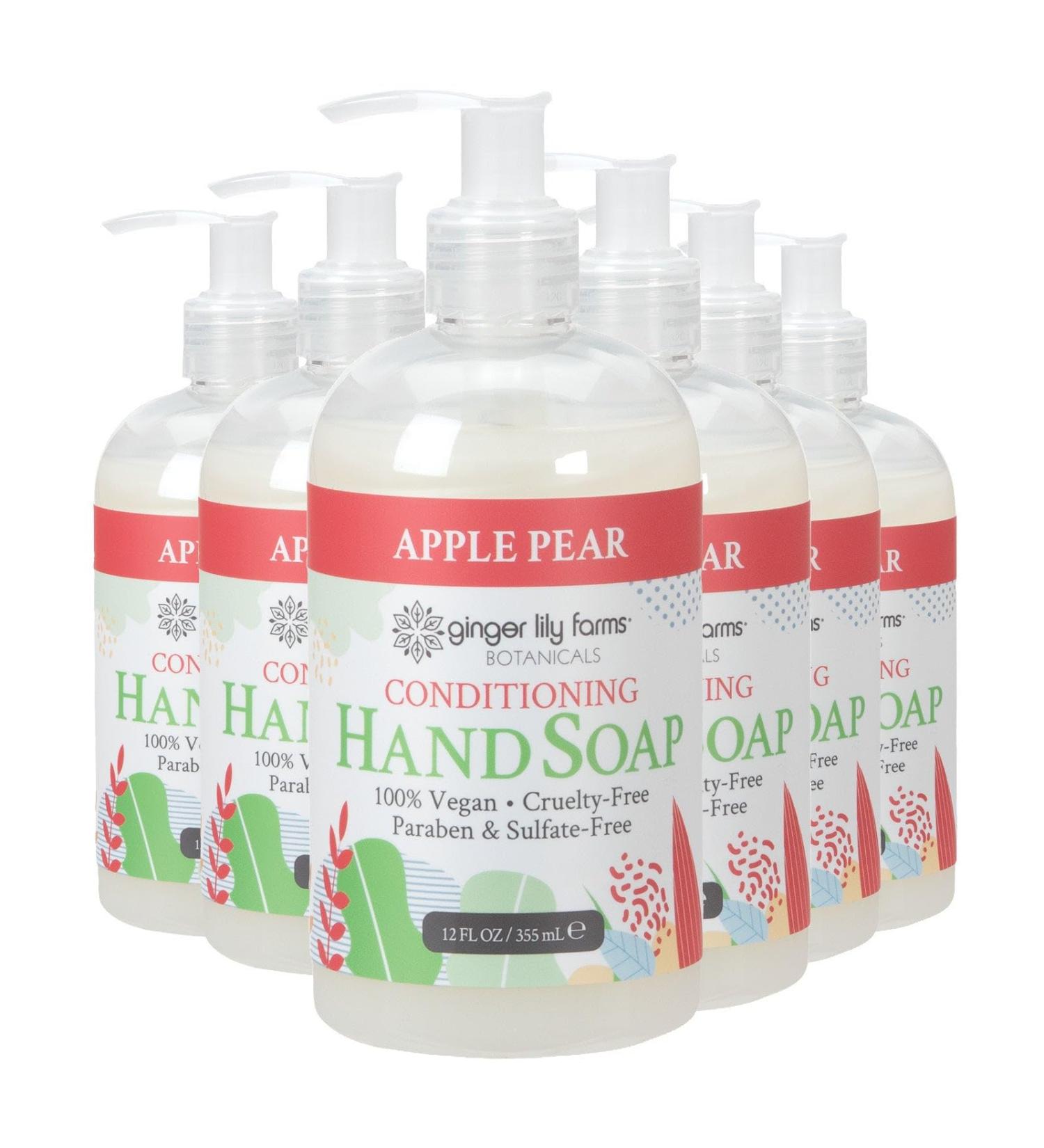 Ginger Lily Farms Botanicals Conditioning Liquid Hand Soap Refill 100% Vegan & Cruelty-Free Apple Pear Scent 12 Fl Oz (Pack of 6) - Buy Online on GoSupps.com