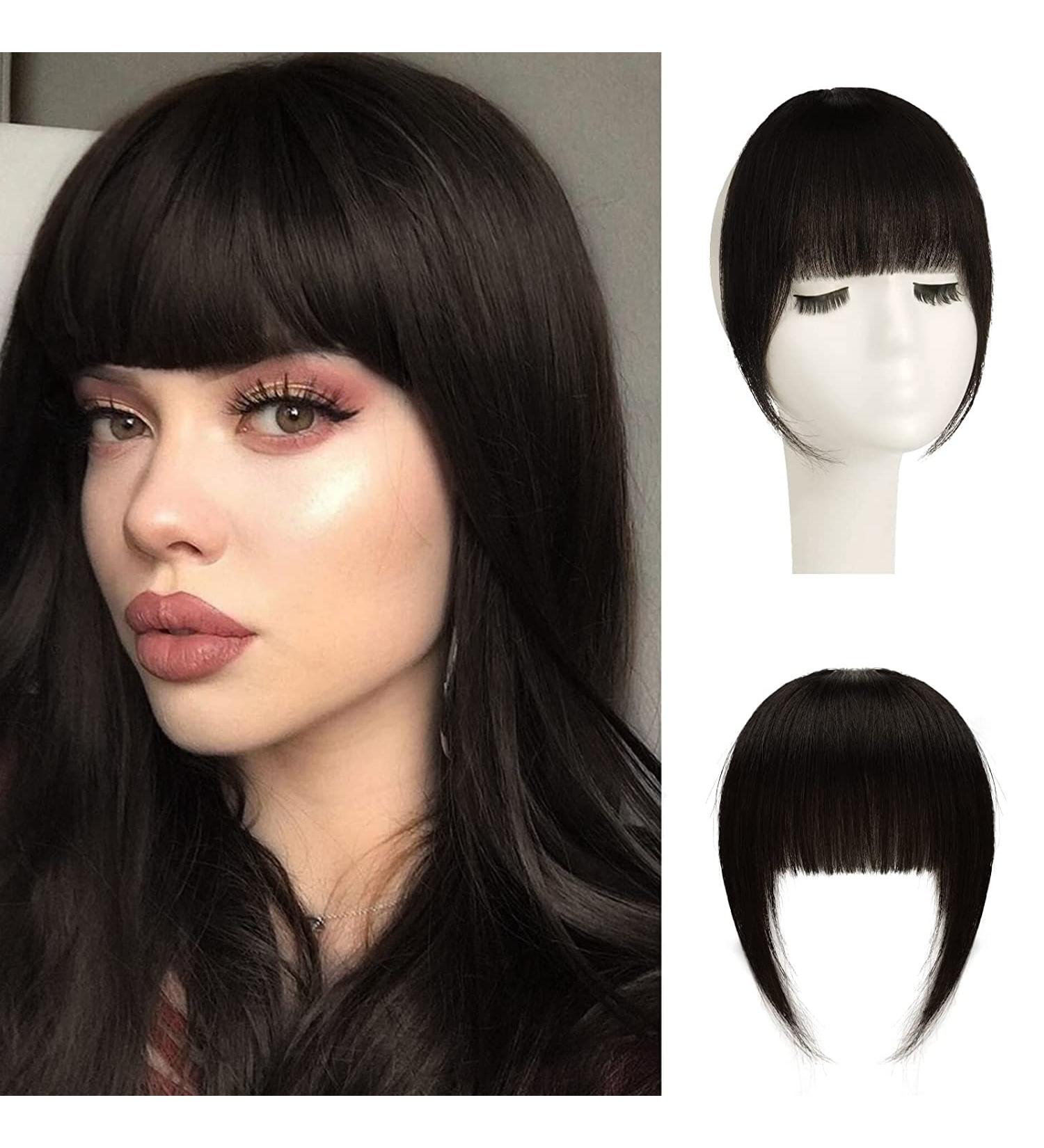 Sofeiyan 100% Remy Real Hair Clip-In Bangs - Natural Black Fringe Extensions for Women - Buy Online on GoSupps.com