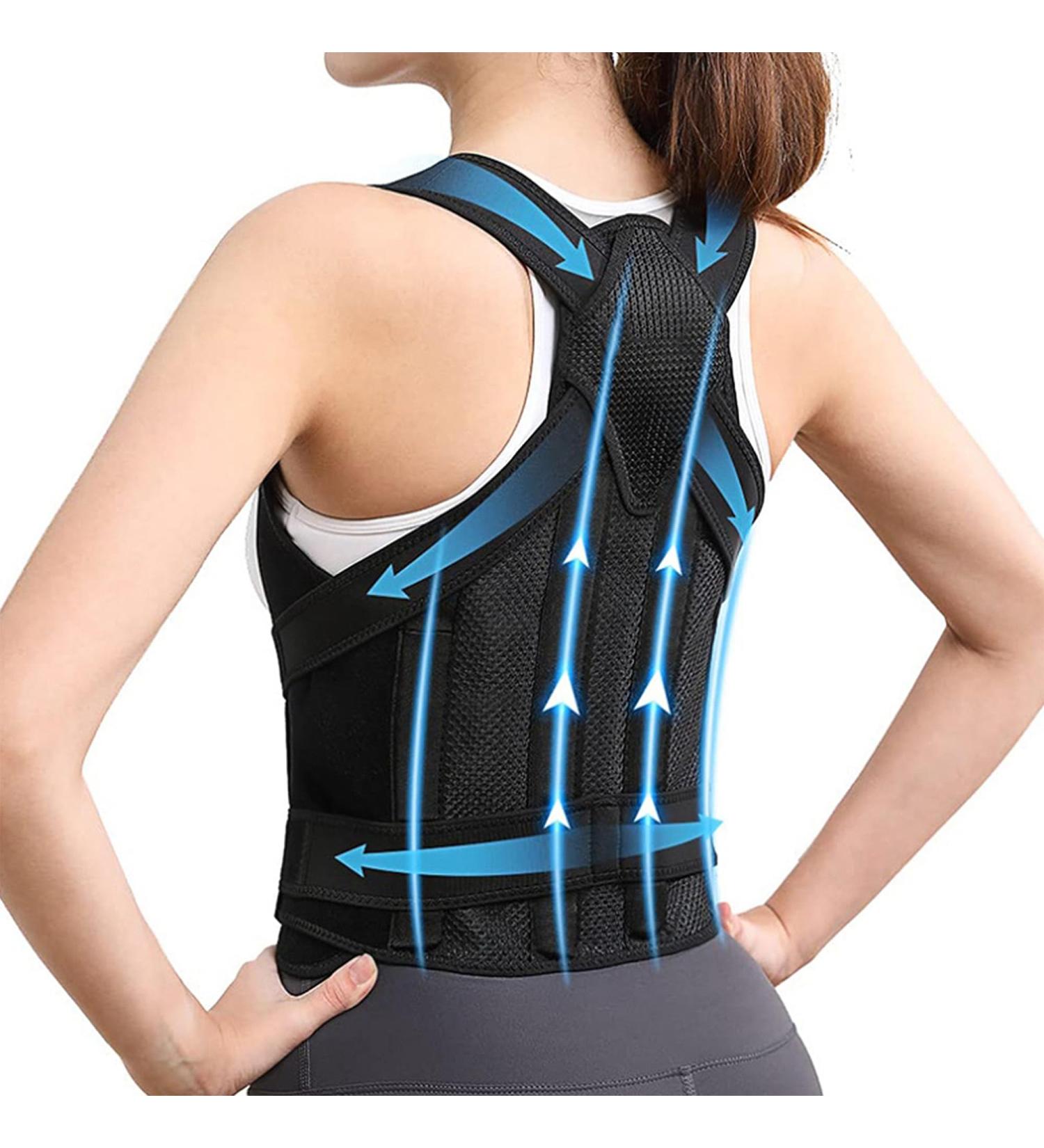 Back Brace Posture Corrector | Adjustable Lumbar Support & Lightweight Full Back Supporter for Men & Women - Black Size S - Buy Online on GoSupps.com