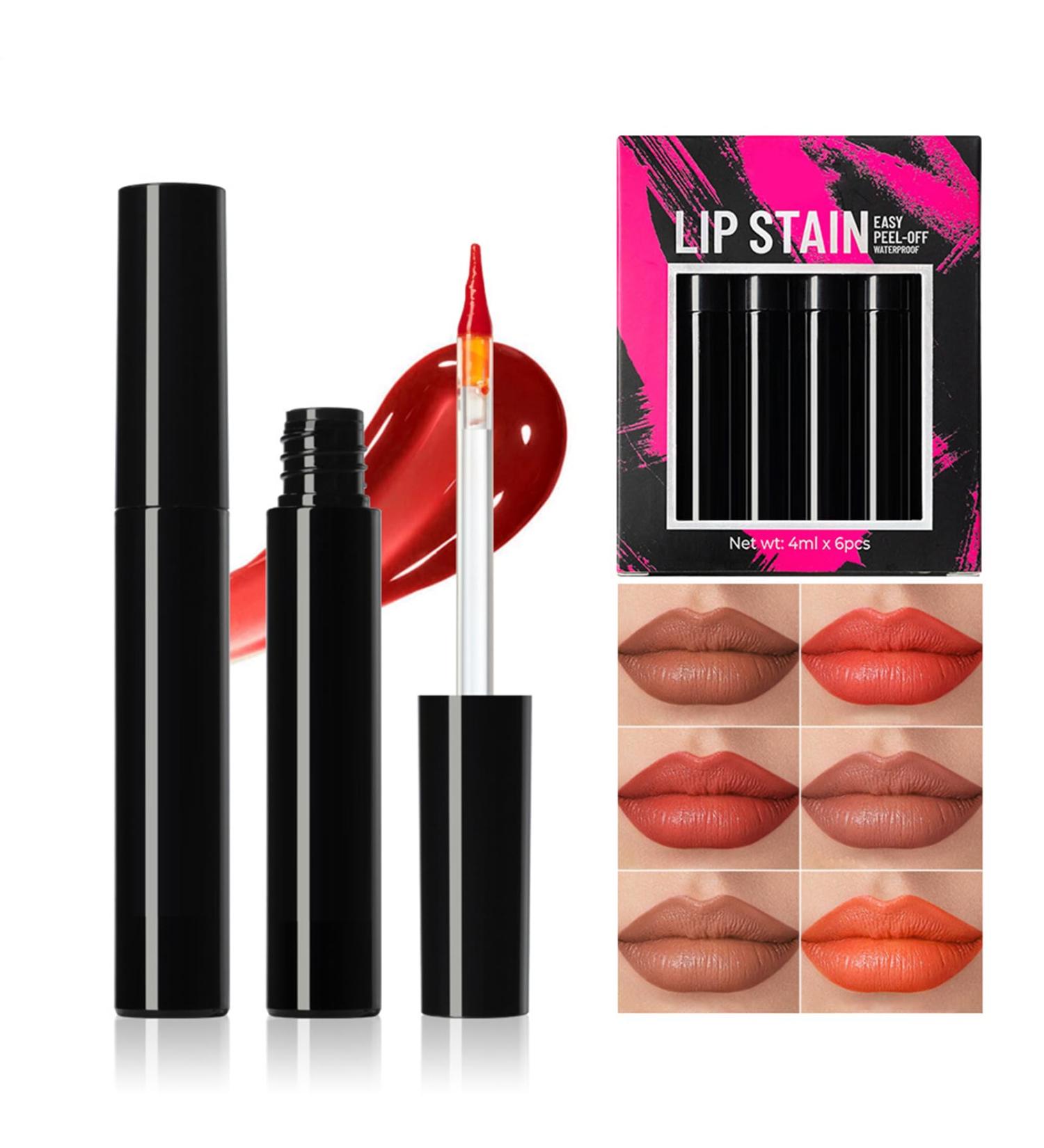 Peel Off Lip Liner StainPeel Off Lipliner Pencil Set 6 Pieces Highly Pigmented NonBreaking Lip Stain for Women and Girls - Buy Online on GoSupps.com