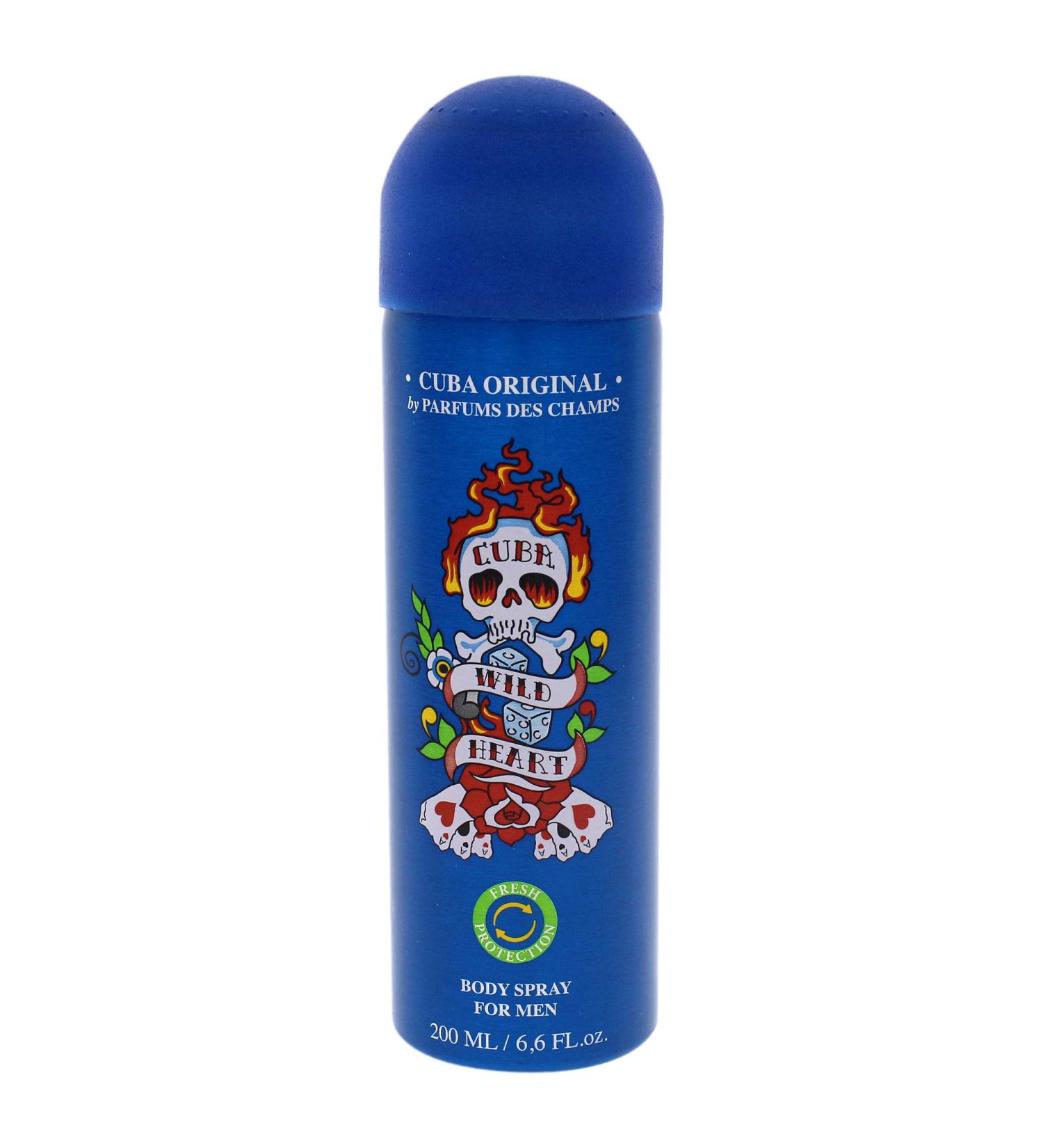 Cuba Original by Parfums Des Champs Wild Heart Men Body Spray 6.6 oz,I0101712 6.6 Fl Oz (Pack of 1)