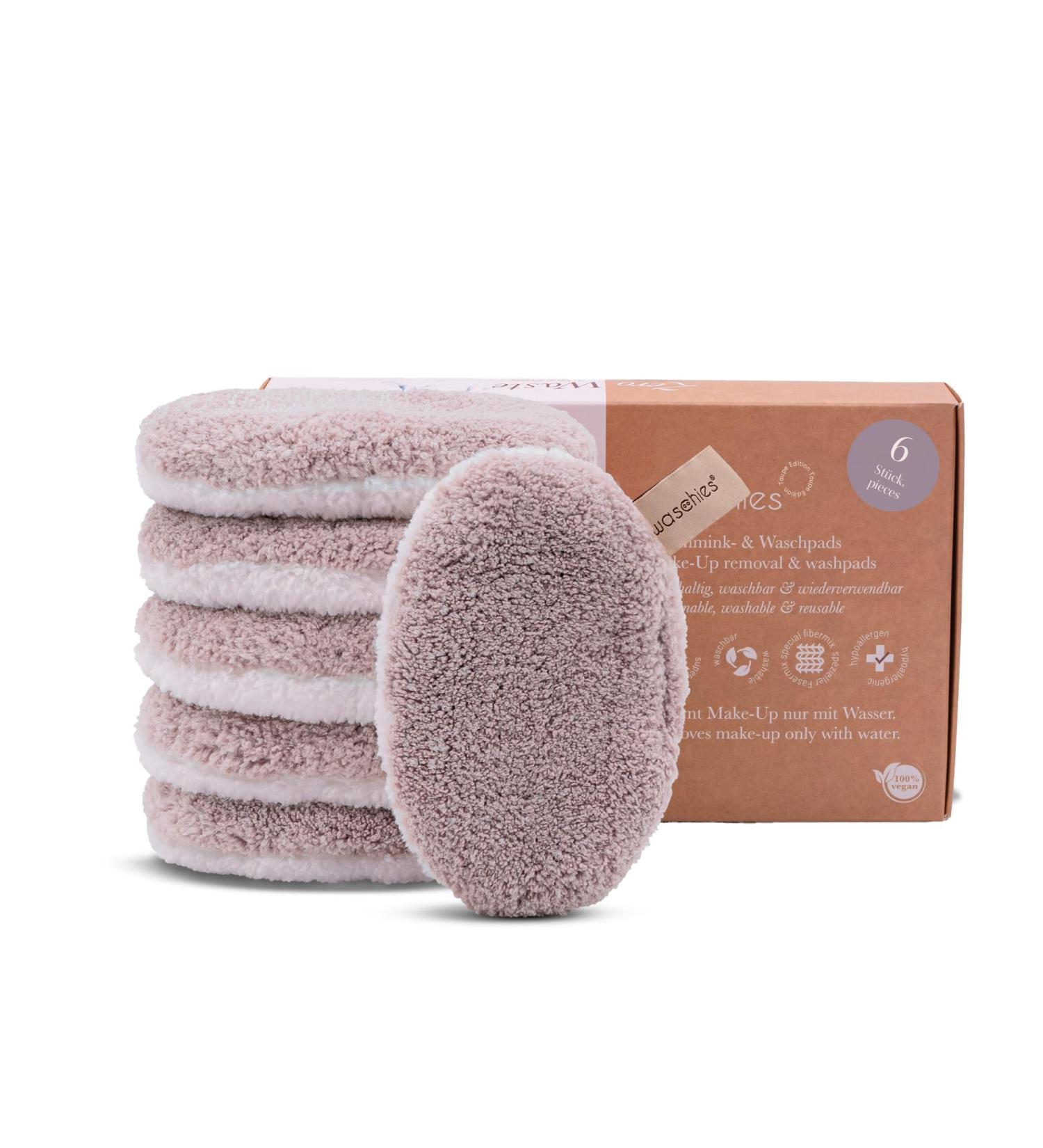 Washaben Washable Lubrication & Cleaning Pads - Reusable Hypoallergenic Skin-Friendly Super Soft Taupe Edition - 6 Set for Deep Pore Cleaning with Just Water - Buy Online on GoSupps.com