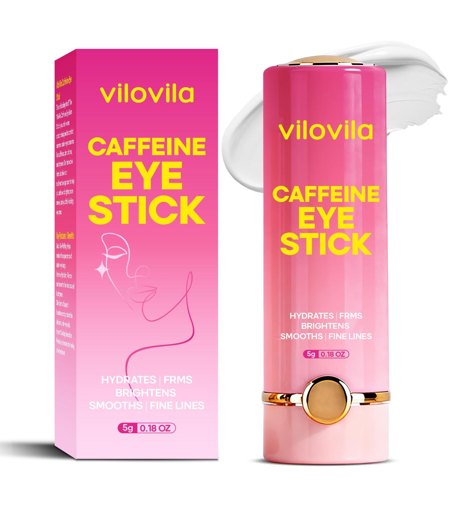 ViloVila Caffeine Eye Stick (0.18 oz) Under Eye Brightener & Dark Circle Treatment Cooling Look Balm with Niacinamide & Hyaluronic Acid Peri-Ocular Balm Stick for Puffiness Fatigue - Buy Online on GoSupps.com