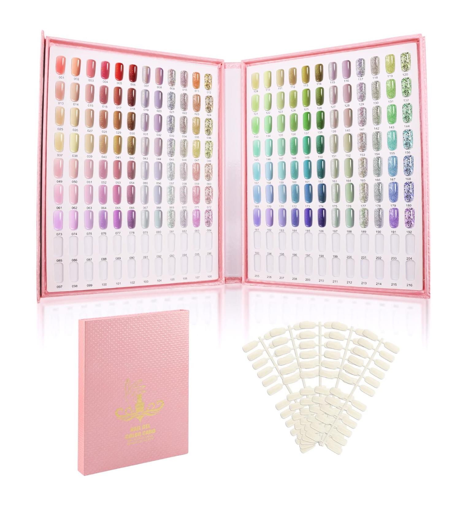 Segbeauty 216 Nail Colors Display Book | Nail Polish Organizer with 240 False Nail Tips | Professional Nail Sample Card & Swatch Stick for DIY Nail Art - Pink - Buy Online on GoSupps.com