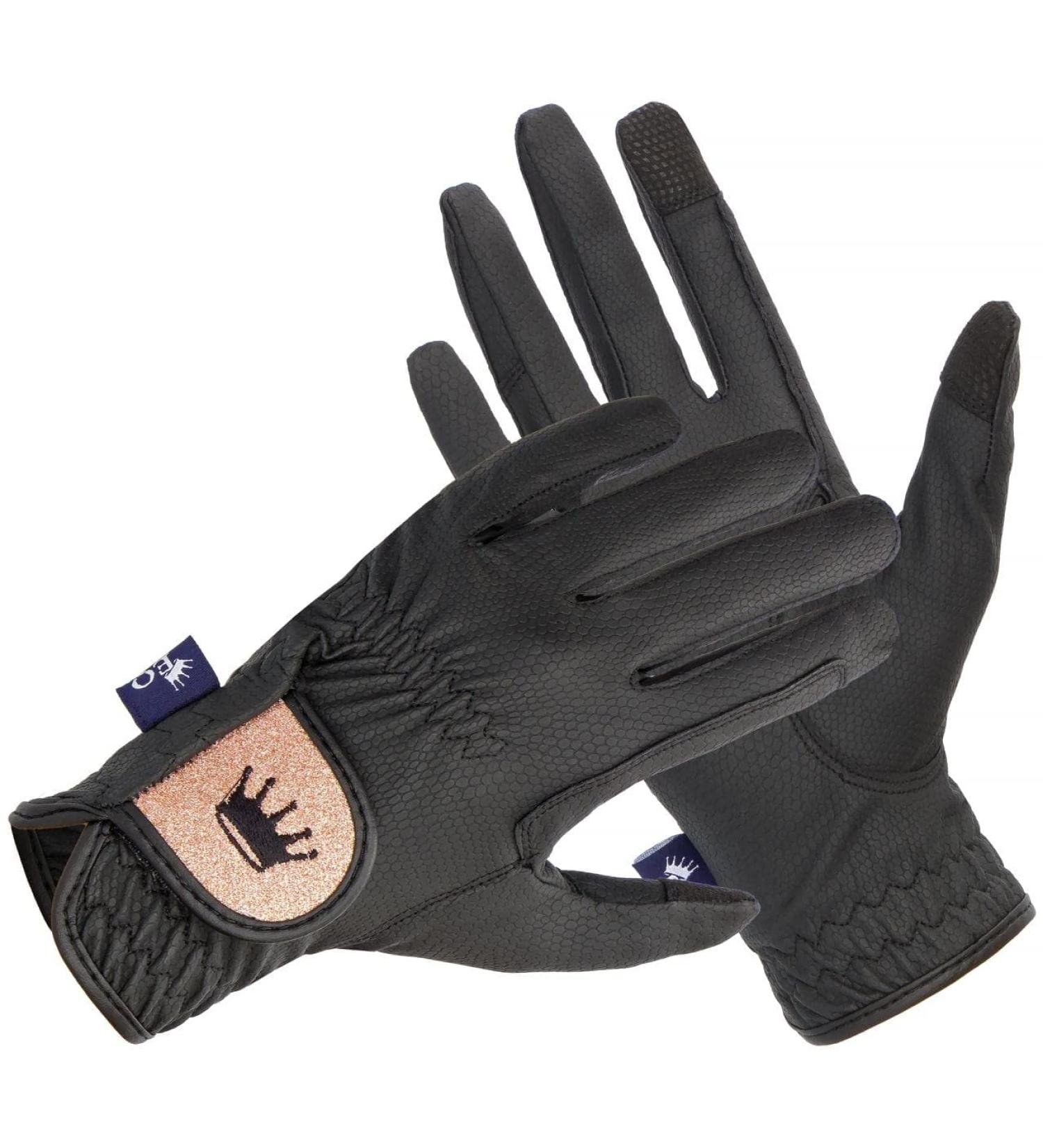 Equestrian queen bali riding gloves women boy riding gloves children girl gloves white ride grip riders for equestrian sports women riding gloves with glitter xs black/rose gold