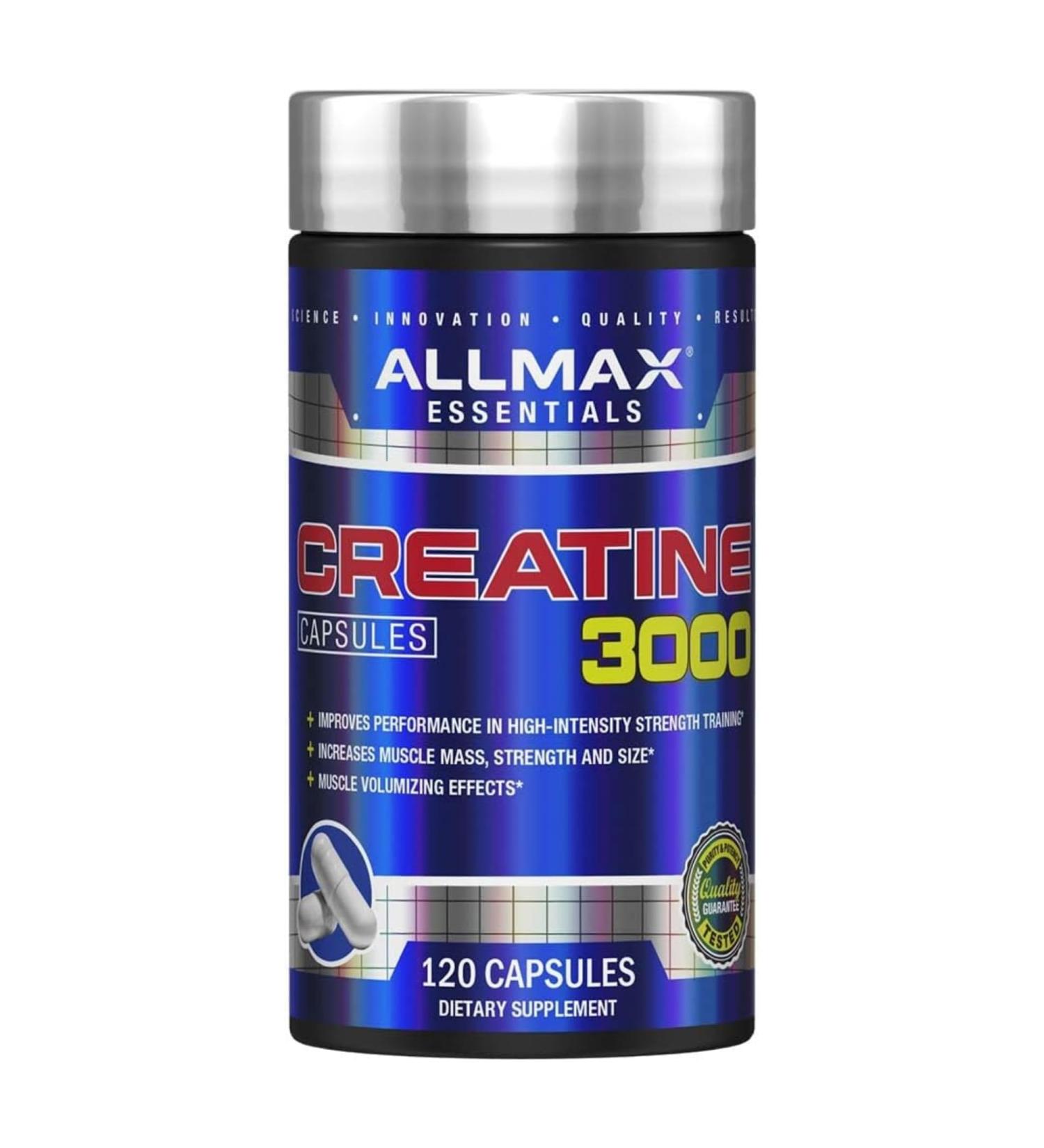 ALLMAX Nutrition Creatine Monohydrate - Micronized Strength & Muscle Recovery Powder Gluten-Free 120 Capsules Fast Absorbing - Buy Internationally - Buy Online on GoSupps.com