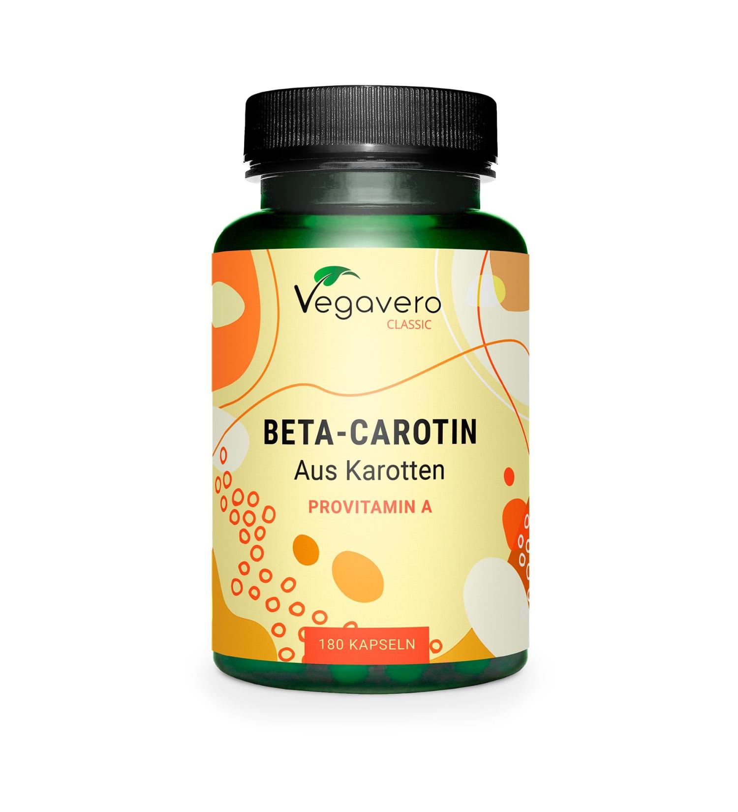 Vegavero Beta Carotene 180 Capsules | Tan Accelerator & Vitamin A | 100% Natural | Vegan & Lab-Tested - Buy Online on GoSupps.com