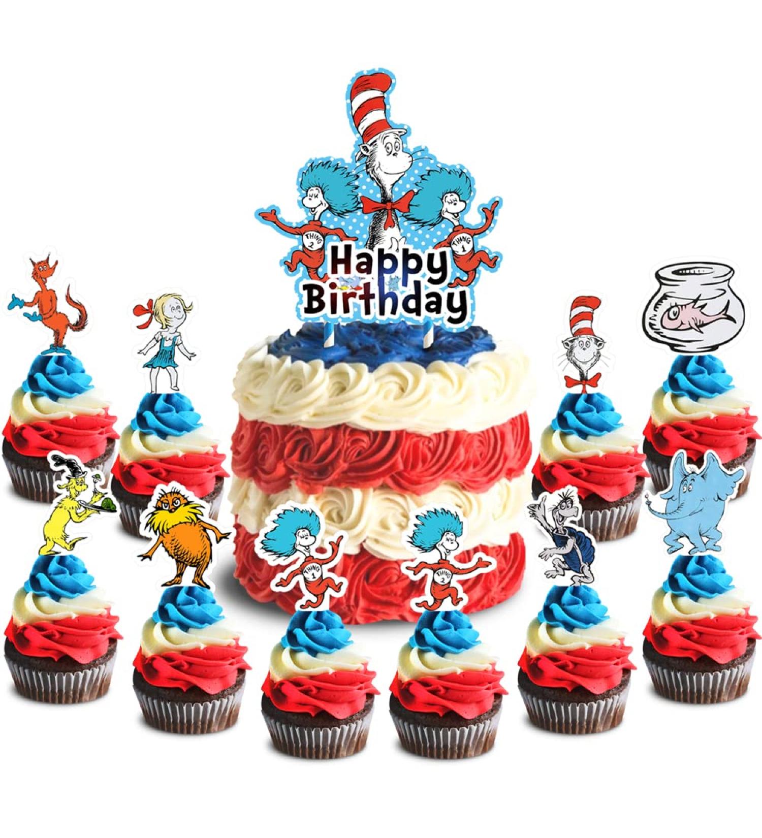 21 Toppers for Seuss Cake Topper Happy Birthday Doctor Cake Toppers Cake Decorations for Bday Theme Party - Buy Online on GoSupps.com