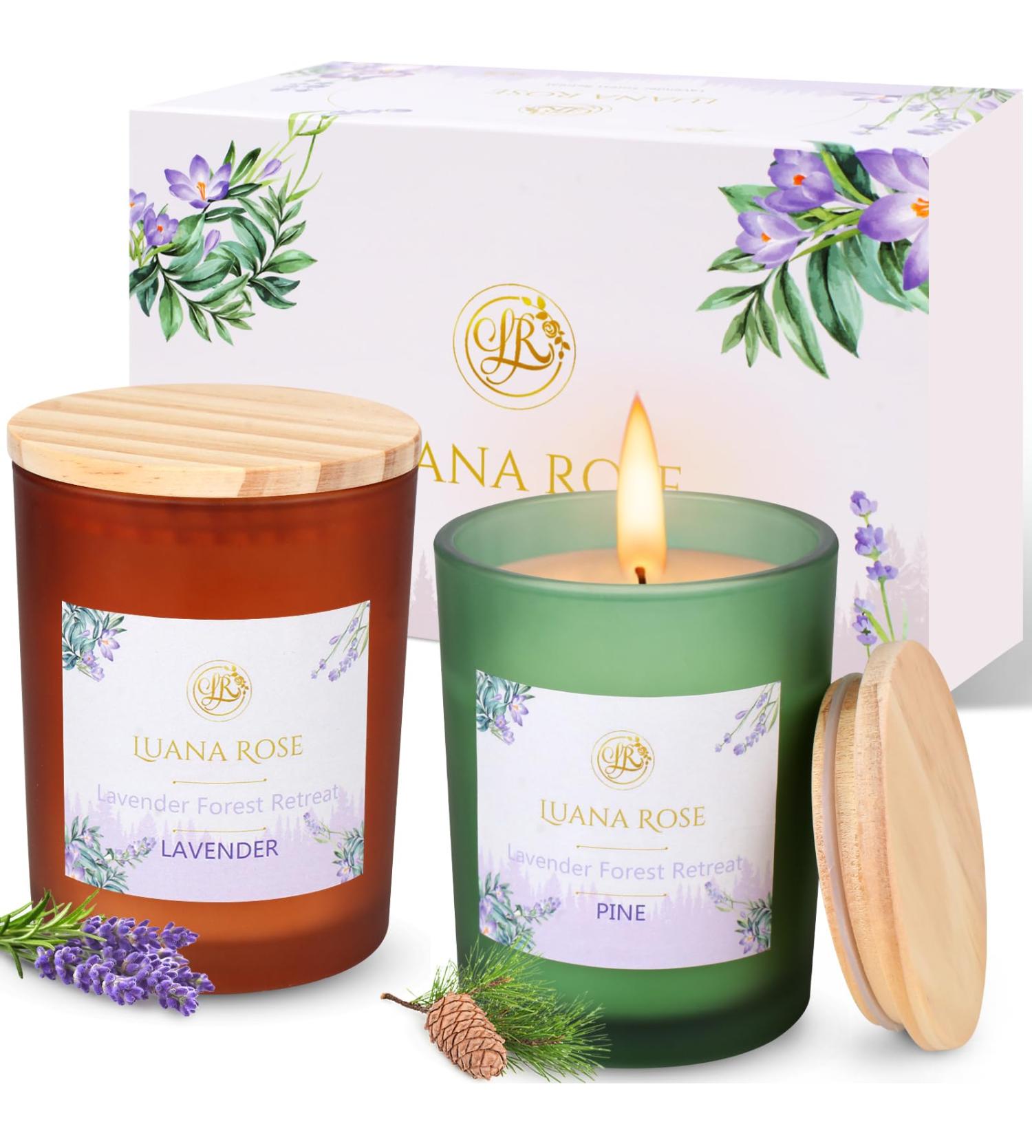 Luana Rose Scented Candles Gift Set 2x200g Natural Soy Wax Aromatherapy - Long-lasting Fragrance with Essential Oils - Perfect High-Quality Gifts for Women - Buy Online on GoSupps.com