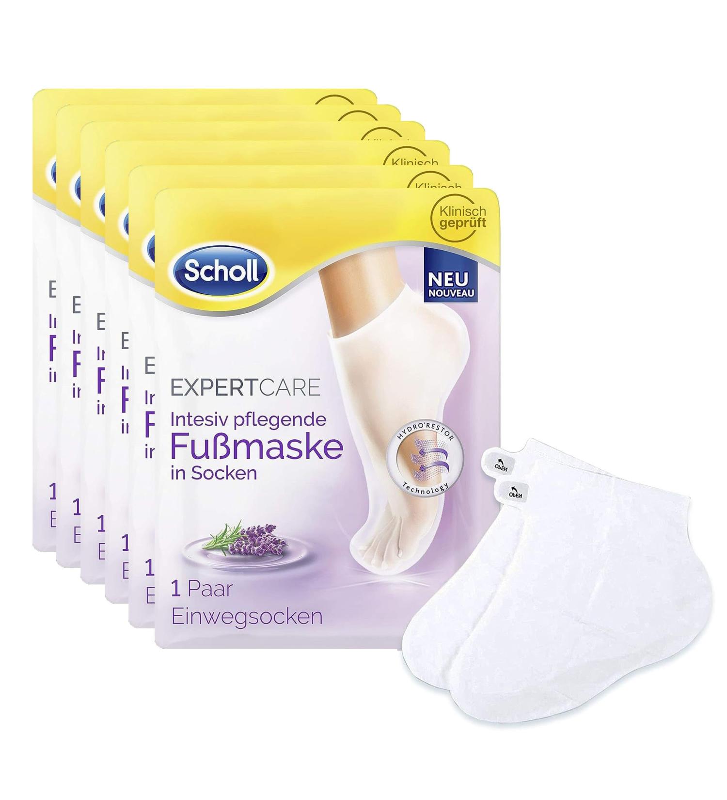Scholl EC Intensive Nourishing Foot Mask - Lavender Oil - Hydrating Care - 6 Pairs of Disposable Socks - International Shipping - Buy Online on GoSupps.com