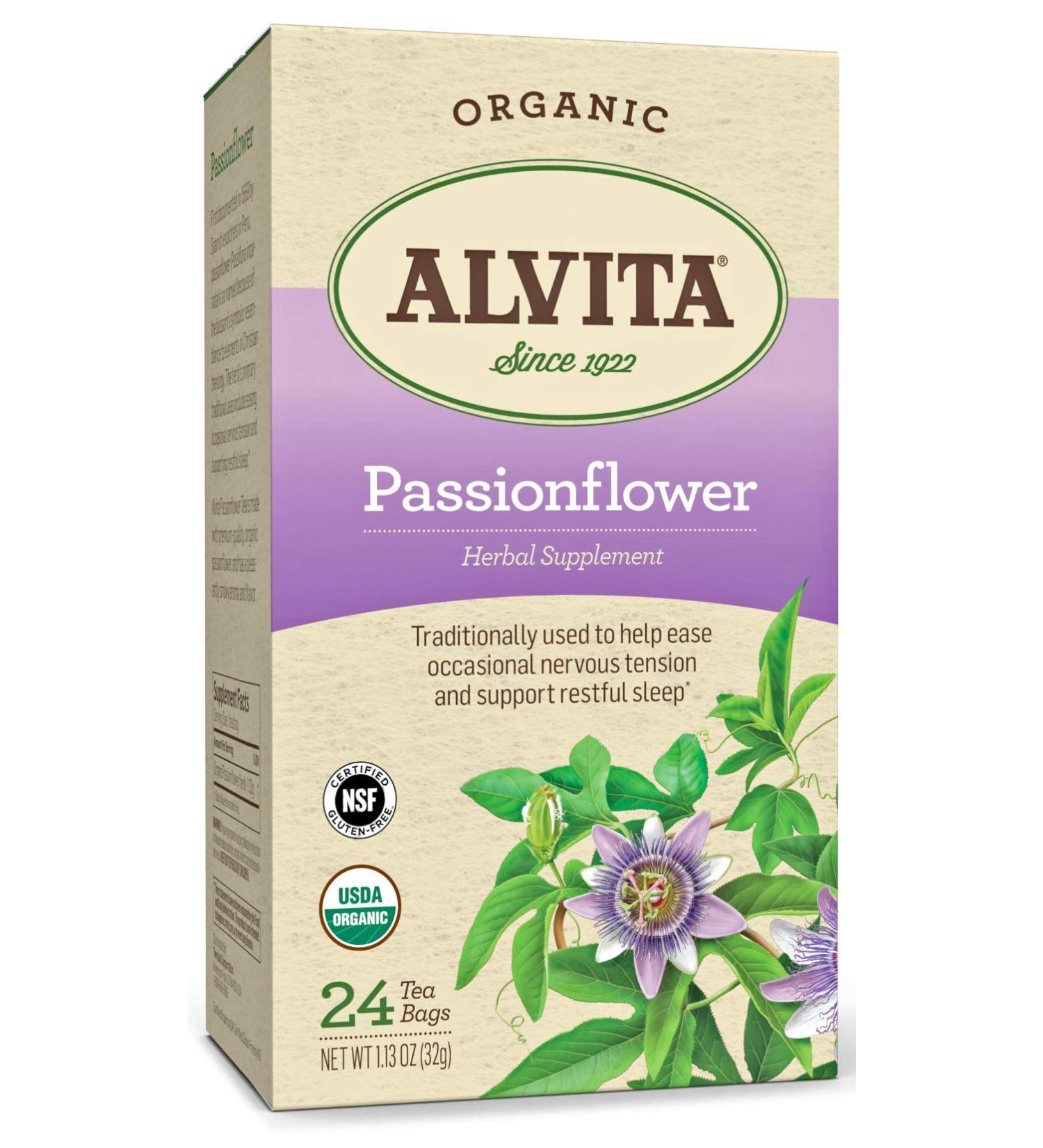 Alvita Organic Passionflower Tea - 24 Count - Herbal Relaxation Tea - Buy Online on GoSupps.com