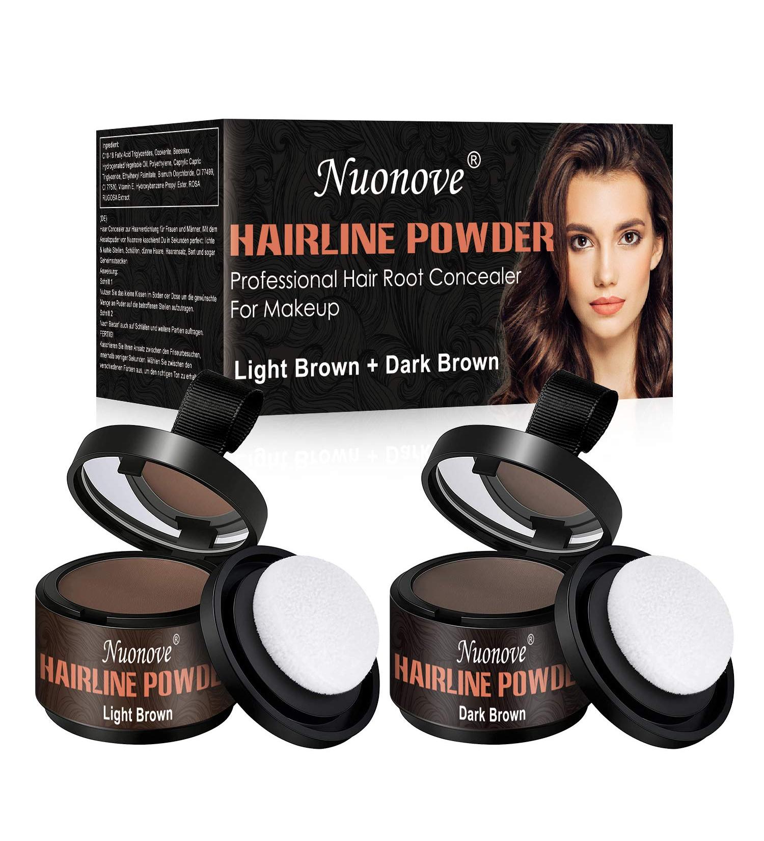 Instant Hairline Powder Shadow - Professional Root Concealer for Men and Women in Light Brown/Dark Brown - Waterproof - Buy Online on GoSupps.com