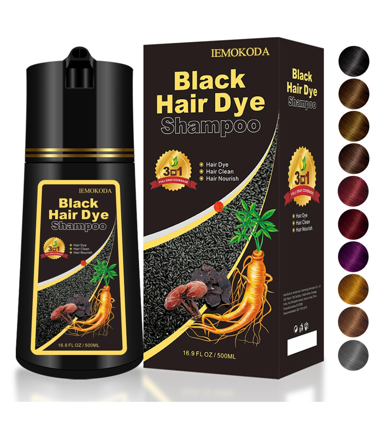 3 In 1 Instant Black Hair Dye Kit - 100% Gray Coverage Quick 15-Minute Color Natural Plant Extracts & Conditioner - 500ml - Buy Online on GoSupps.com