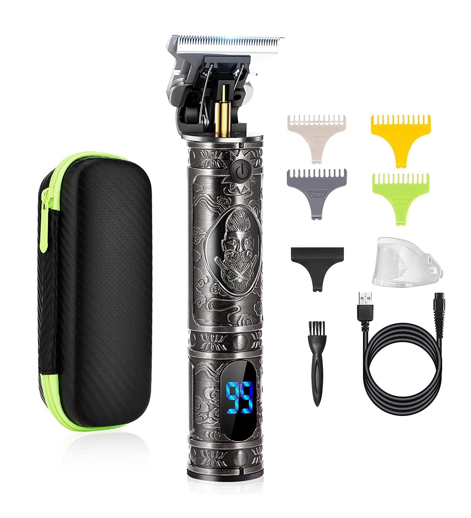 LURNOFY Cordless Hair Trimmer for Men - Professional Electric Clippers for Close Cutting - Rechargeable T-Blade Beard Trimmer in Silver - Buy Online on GoSupps.com