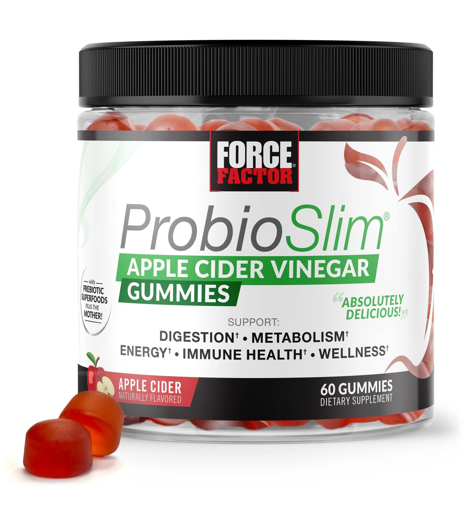 Force Factor ProbioSlim ACV Gummies with Organic Apple Cider Vinegar - 60 Count Pack for Digestion, Metabolism, and Immune Health - Buy Online on GoSupps.com
