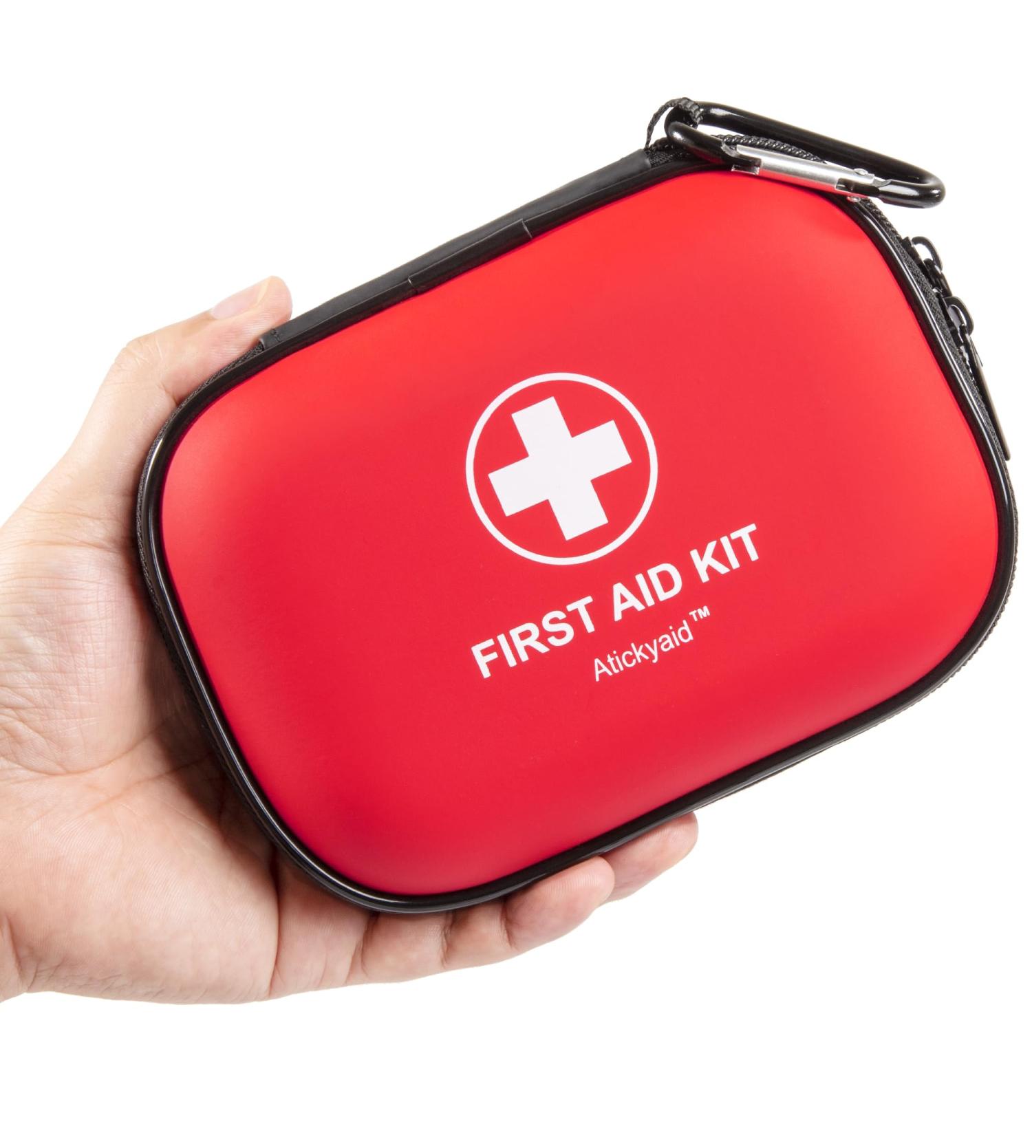 Mini First Aid Kit - 120 Piece Waterproof Medical Kit for Car Home Travel & Outdoor - Emergency Supplies (Red - Buy Online on GoSupps.com
