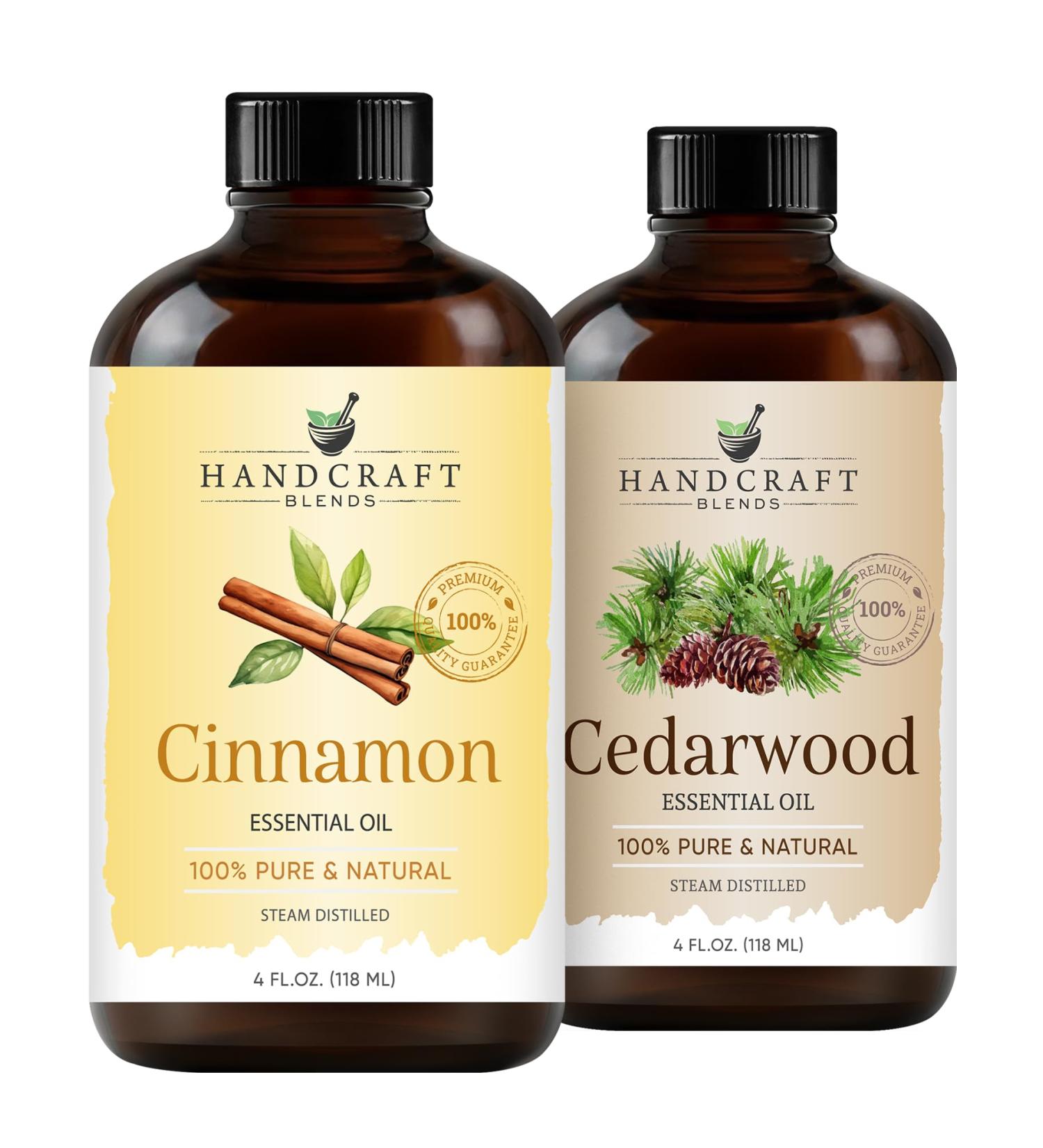 Handcraft Blends Earthy Warmth Set: Cedarwood and Cinnamon Essential Oils (2 x 4 Fl Oz) 100% Pure & Natural for Diffuser Aromatherapy and DIY Projects - Buy Online on GoSupps.com