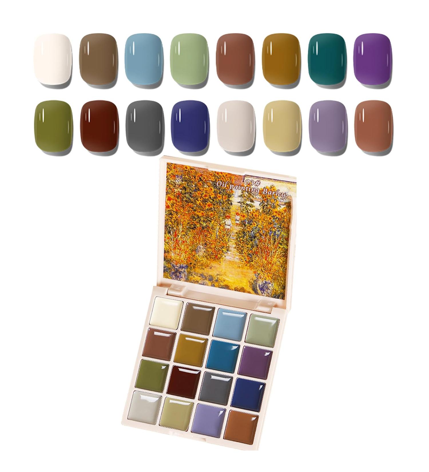 Solid Gel Nail Polish Palette - 16 Cream Pastel Colors | Long-Lasting Glossy Gel Polish Set - International Shipping Available - Buy Online on GoSupps.com