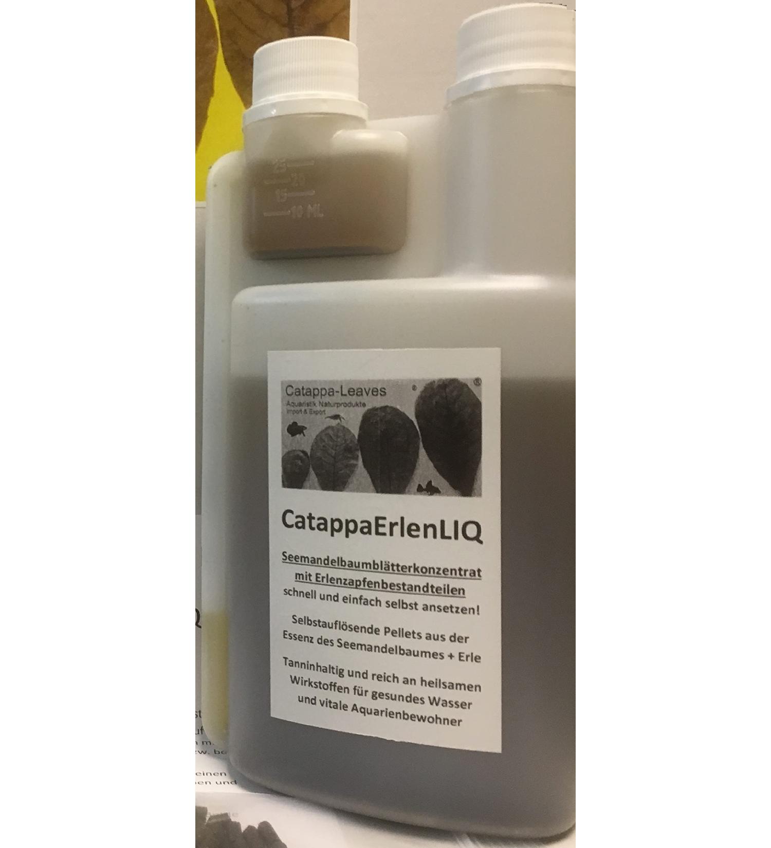 CATAPPALEAVES.de Aquaristics Natural Products Import & Export Liquid Seiselbaumbl tter + Erlenzabfen Catappaerliq concentrate for 10 000 liters of water for shrimps and fish