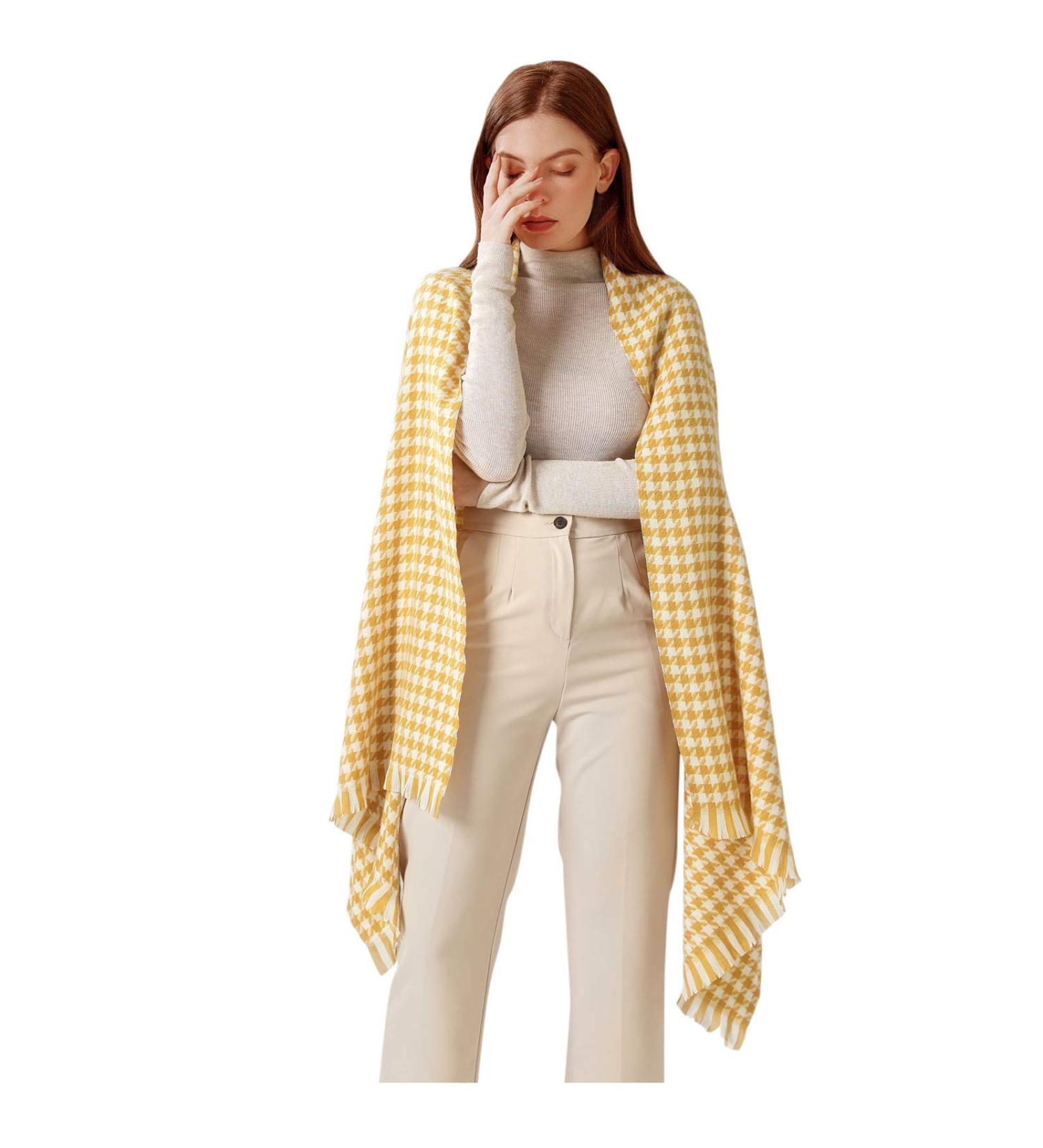 Ladies Cotton Scarf - Elegant Yellow Triangle Wrap | Autumn Winter Hood Scarf - One Size Turban for Women - Buy Online on GoSupps.com