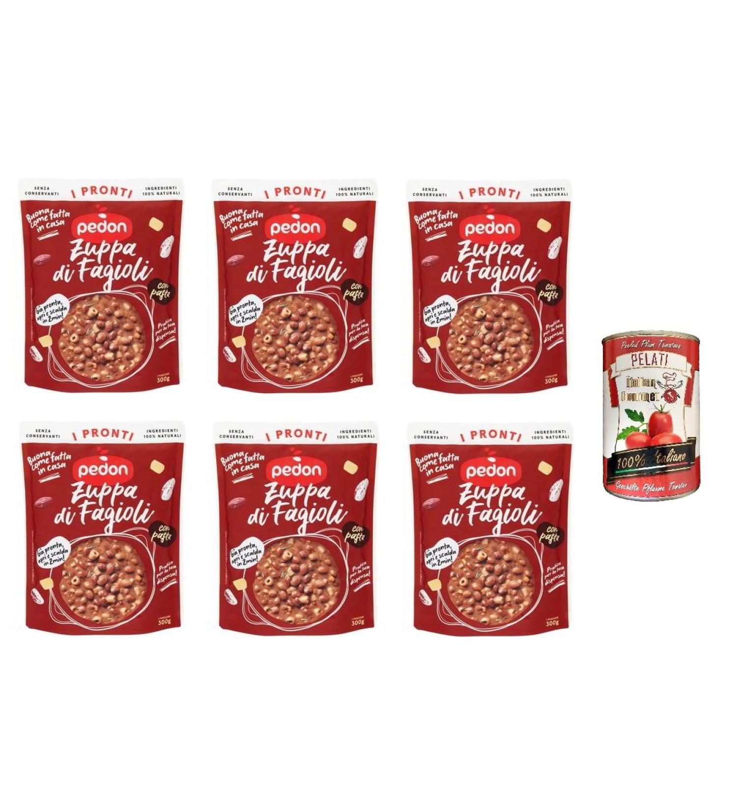  Italian Gourmet E.R. Pedon I Pronti Bean Soup 300g + Italian Pelati Gourmet 400g Set of 6 - Buy Online on GoSupps.com