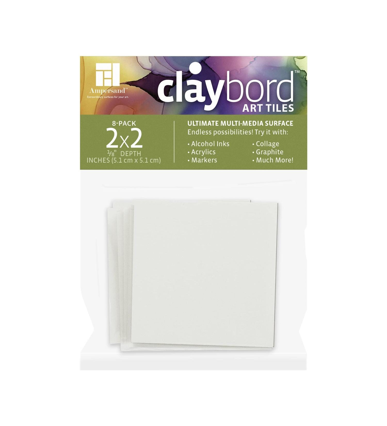 Ampersand Claybord Art Tiles 1/8th inch Flat Profile 2x2 inch Pack of 8 (CBS022)