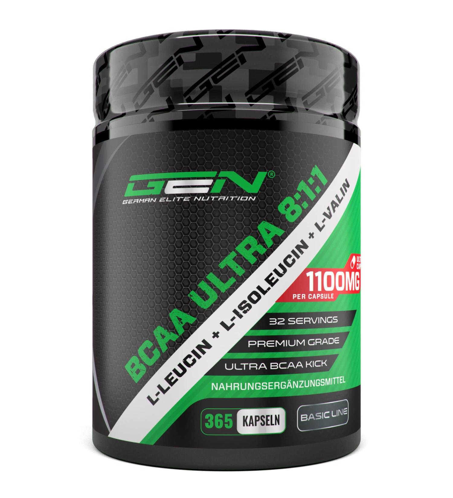 BCAA Ultra Caps - 365 High-Dose Capsules (1100mg Each) | Premium 8:1 Leucine L-Isoleucine L-Valine | Essential Amino Acids for Optimal Performance - Buy Online on GoSupps.com