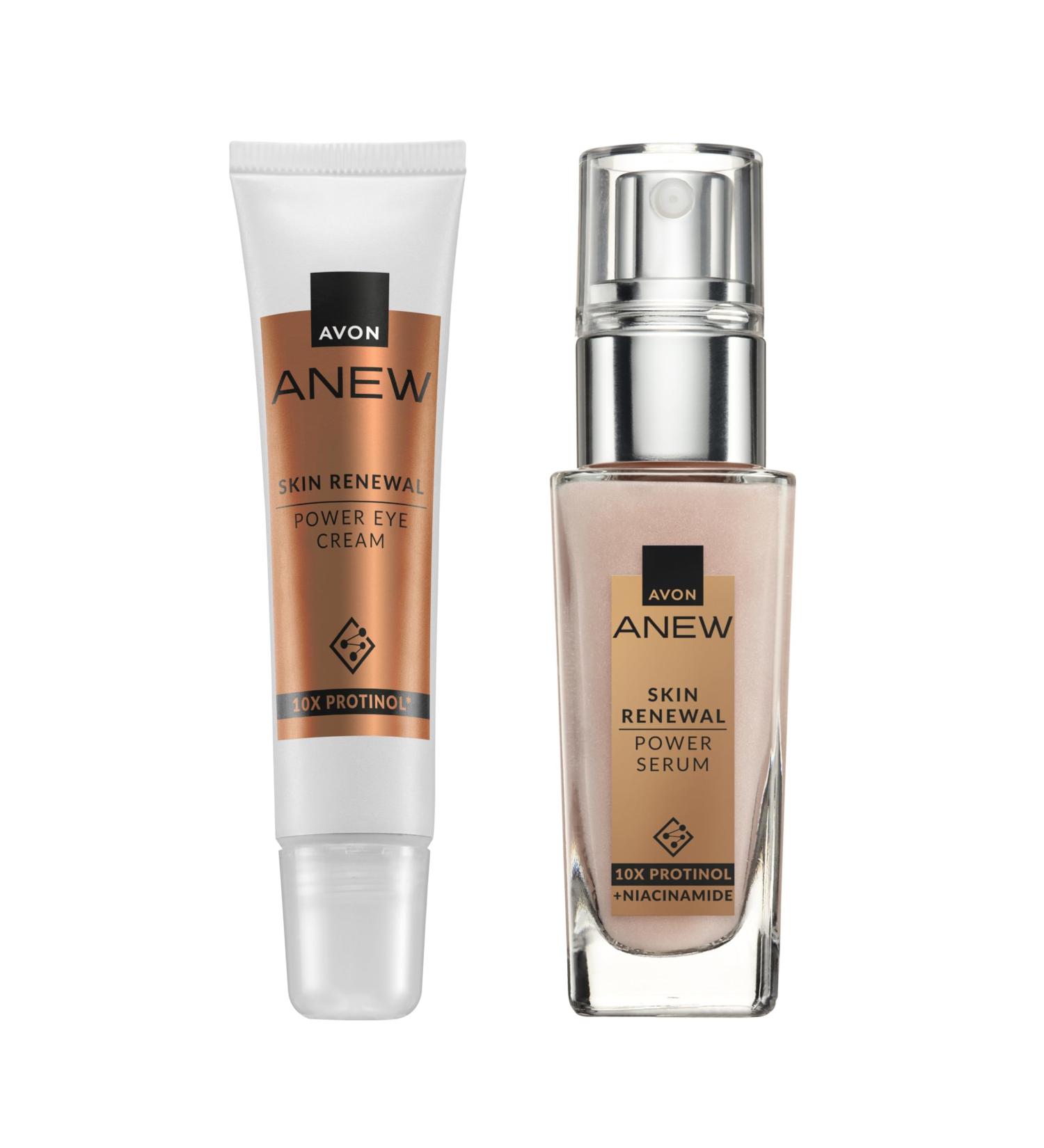 Avon Power Serum + Power Eye Duo Set Formulated with Protinol Technology For Firmer Looking Skin 7 Powerful Skin Benefits Cruelty Free Power Face Serum + Eye Cream - Buy Online on GoSupps.com