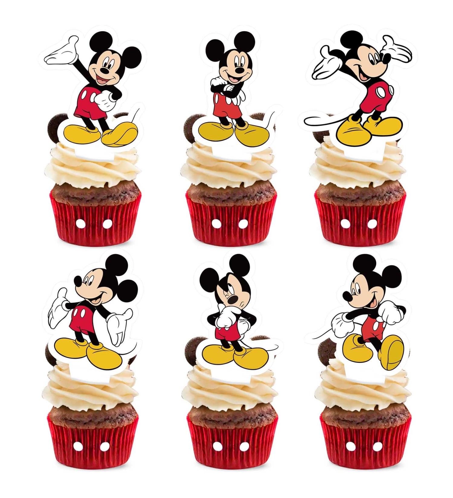NIAYOU 24 Pcs Mouse Cupcake Toppers Cartoon Themed Cake Decorations Happy Birthday Cupcake Toppers for Boys Girls Kids Birthday Party Supplies - Buy Online on GoSupps.com
