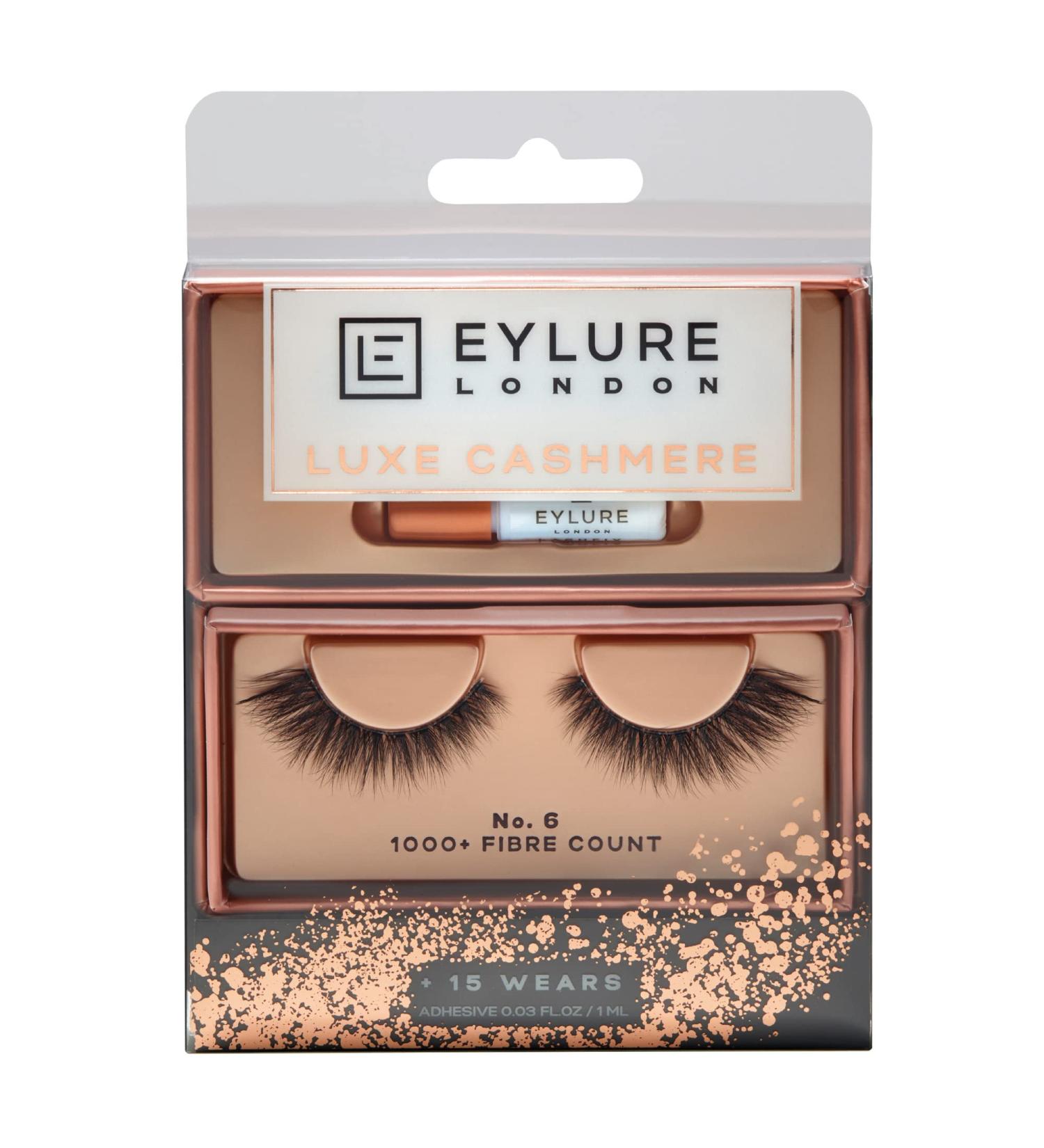 Eylure Luxe Cashmere No. 6 False Lashes with Adhesive - 1 Pair | Long-Lasting Glamorous Eyelashes - Buy Online on GoSupps.com