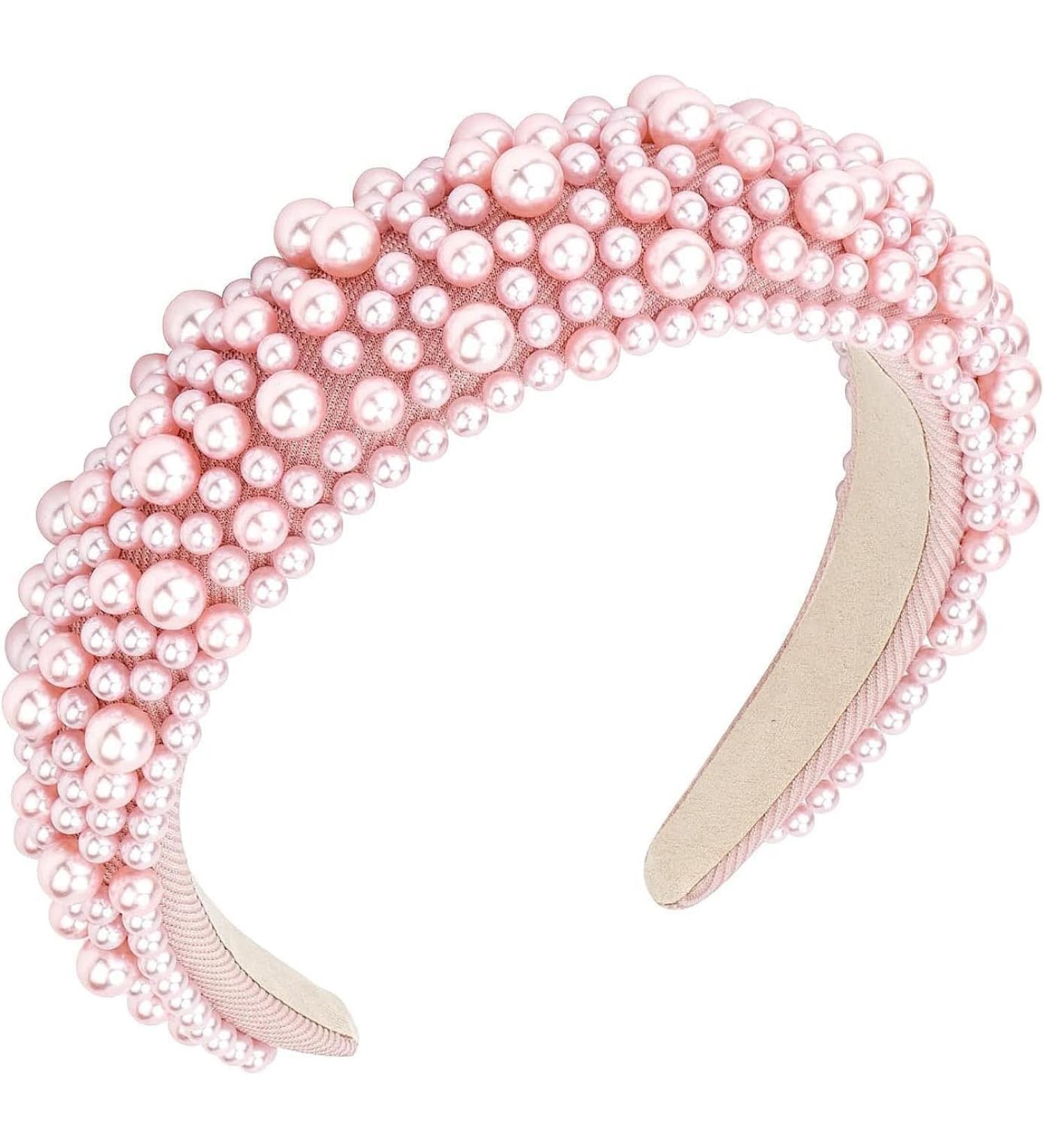TRIXES Pink Beaded Headband - Women's Fashion Accessory - Pearl Beaded - Buy Online on GoSupps.com