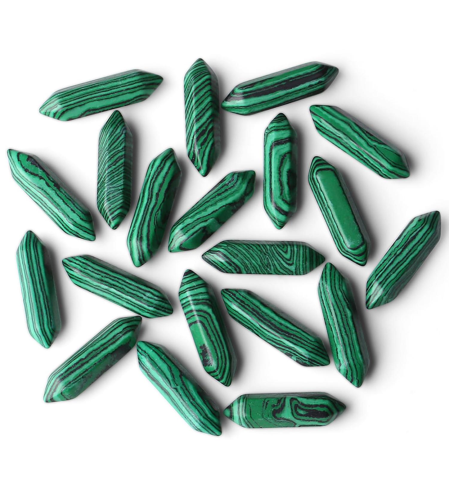 Xiannvxi 20-Piece Malachite Crystal Stones Set - Natural Healing Polished Drum Stones Reiki Magic Wand Witchcraft Gift - Buy Online on GoSupps.com