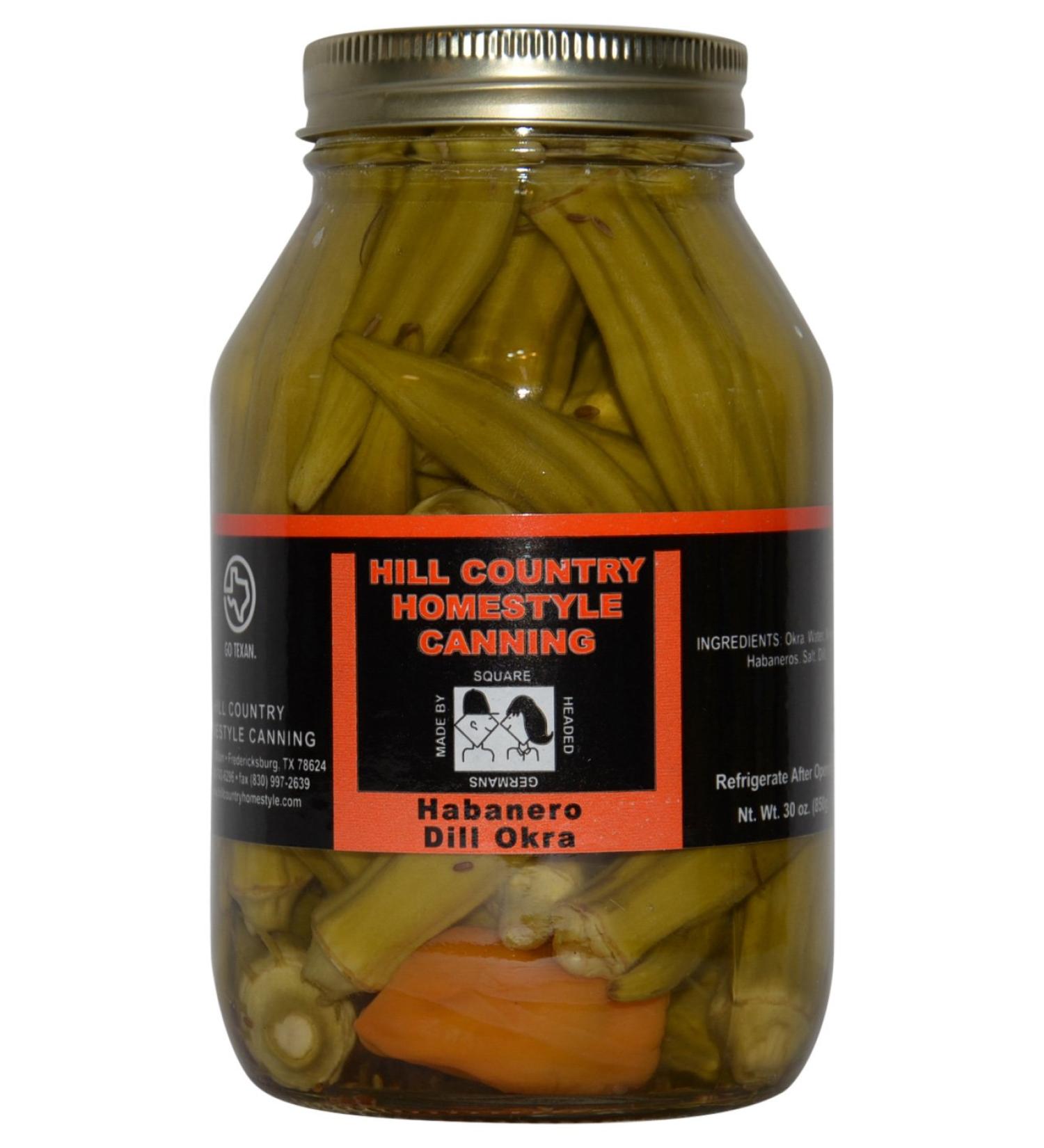 Texas Hill Country Pickled Habanero Dill Okra 32 oz - Spicy and Tangy Pickled Okra from the Heart of Texas - Buy Online on GoSupps.com