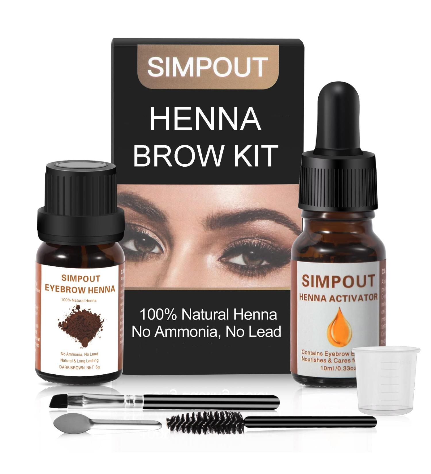 Simpout Henna Eyebrow Tint Kit - Dark Brown | Natural, Instant DIY Brow Coloring at Home and Salon - Buy Online on GoSupps.com