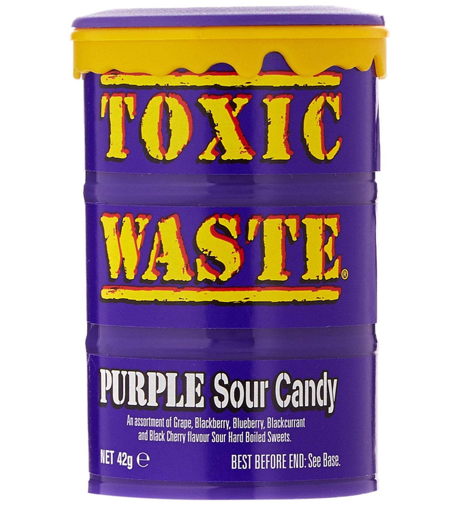 12 x Purple Toxic Waste Drum Candy Sweets - Ultra Sour Flavours (Grape BlackBerry Blueberry Blackcurrant & Black Cherry) - Buy Online on GoSupps.com