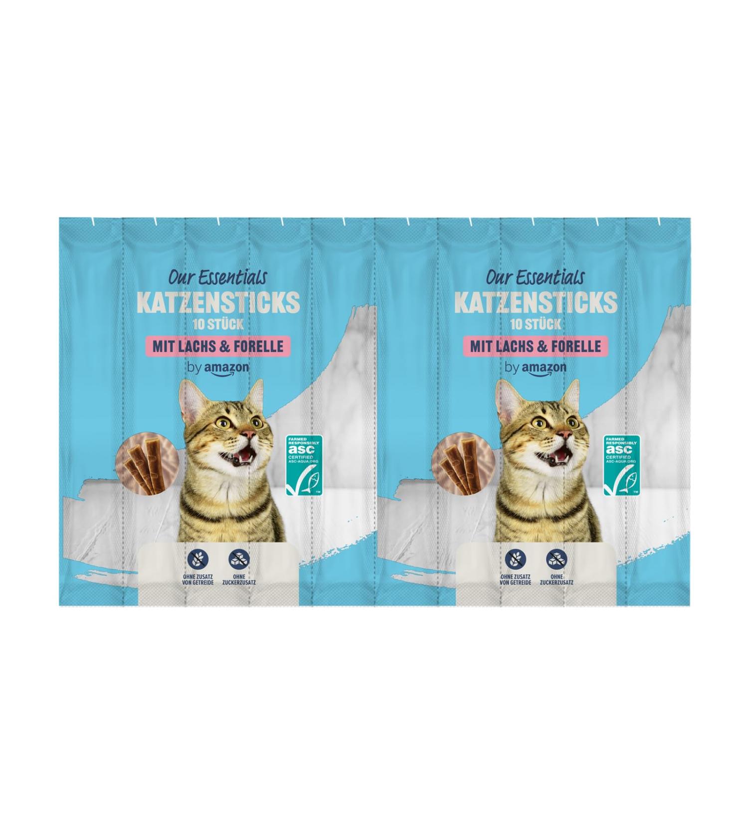 Buy Our Essentials by Amazon Cat Sticks with Salmon & Trout 50g | Premium Cat Treats for Healthy Pets Ships Worldwide - Buy Online on GoSupps.com