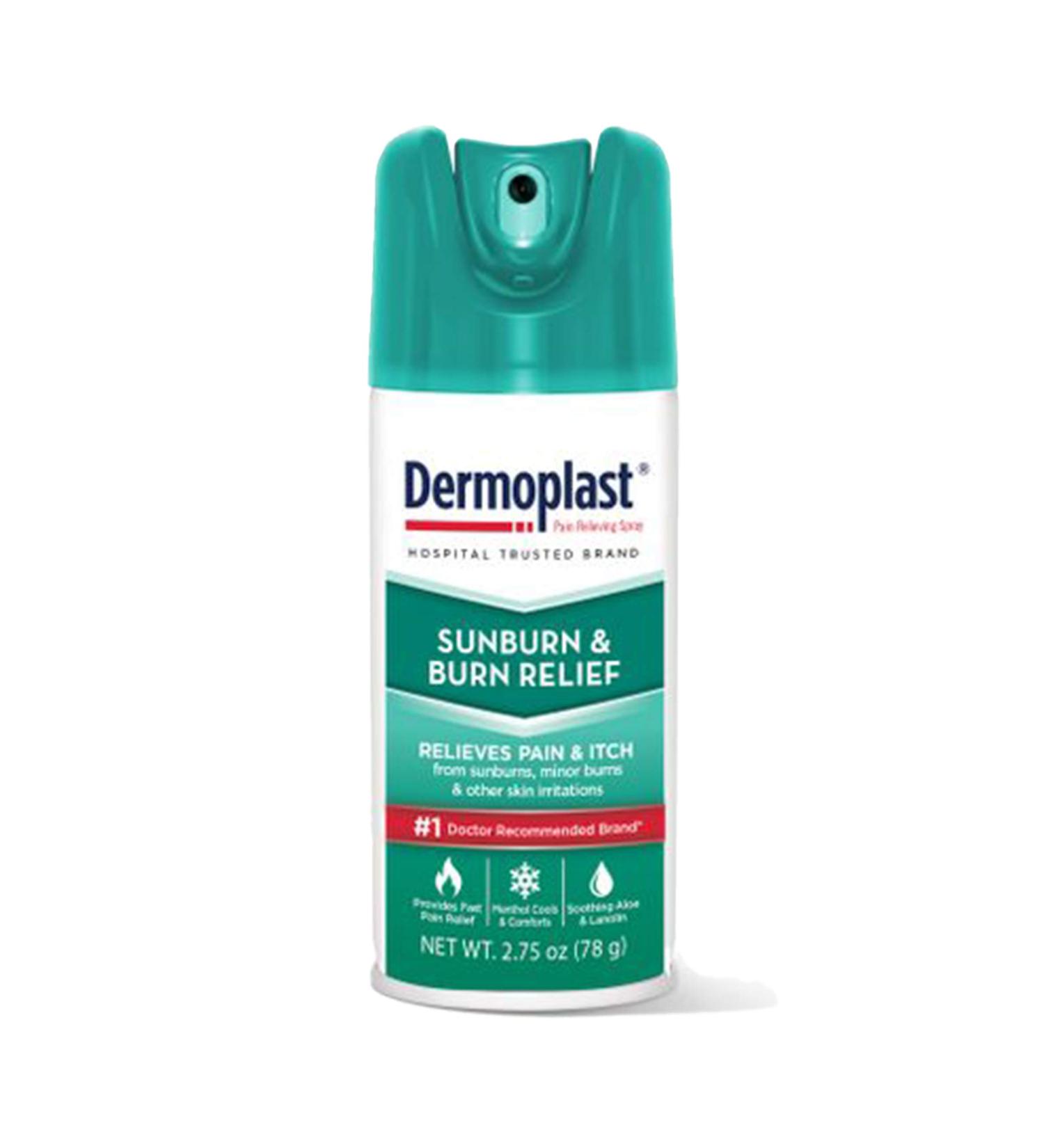 Dermoplast Sunburn Relief Spray with Benzocaine, Menthol, Aloe & Lanolin 2.75oz - Fast Relief for Burns (Pack of 1) - Buy Online on GoSupps.com