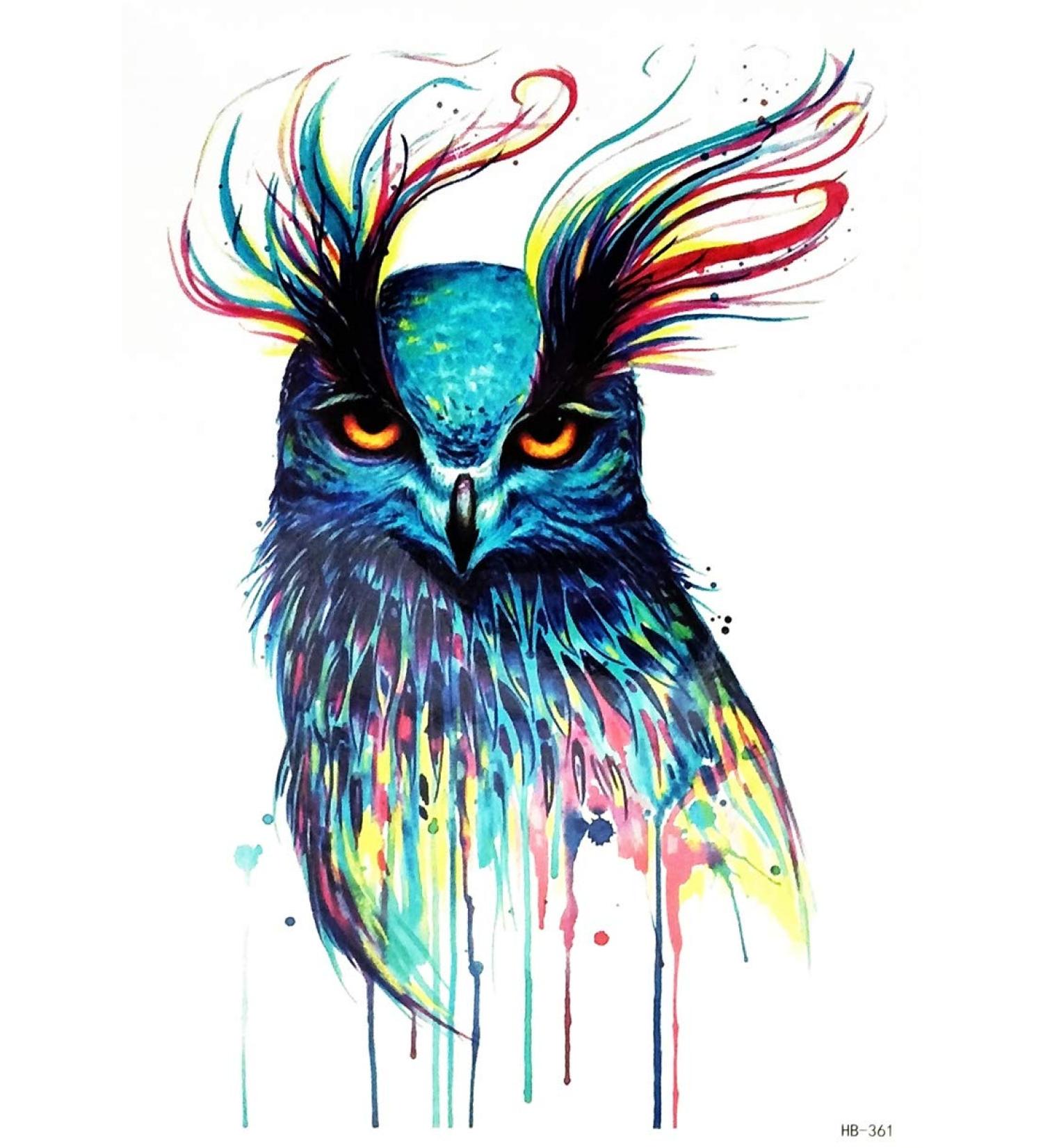 Colorful Owl Bird Wildlife Tattoo - Waterproof & Removable - 1 Sheet - Buy Online on GoSupps.com