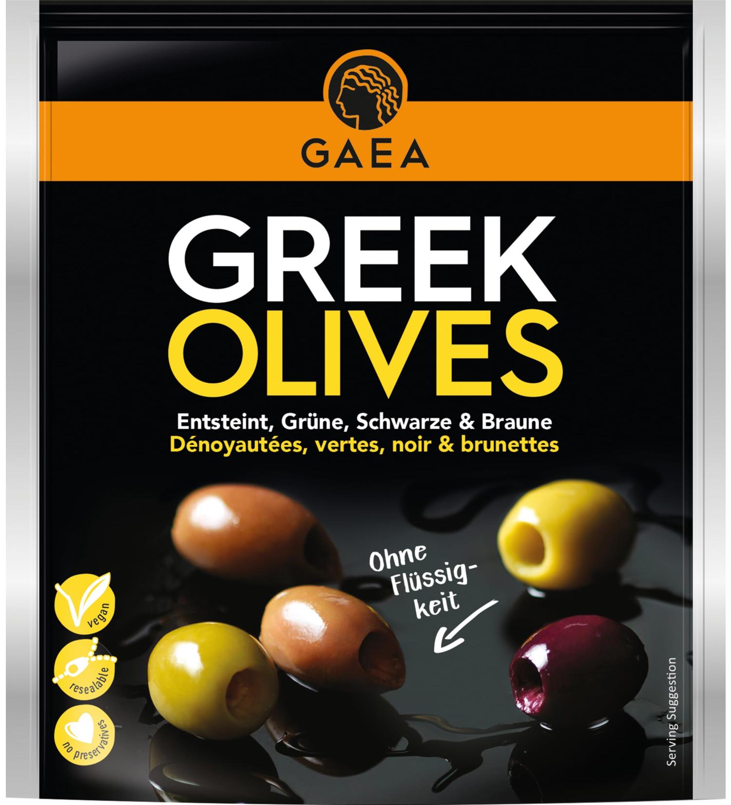 Gaea mixed olives with basil and lemon |8 x 150g |Aromatic marinade |Perfect for drinks & salads mixed basil & lemon without stone
