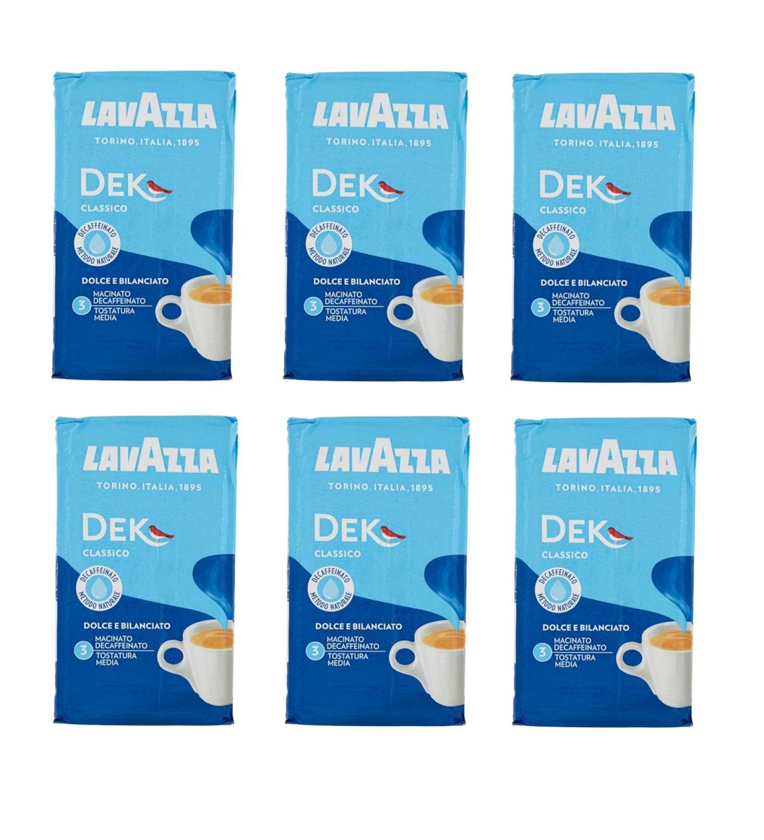 Lavazza Lavazza Set of 6 Italian Ground Caffeine Free Coffee 250g