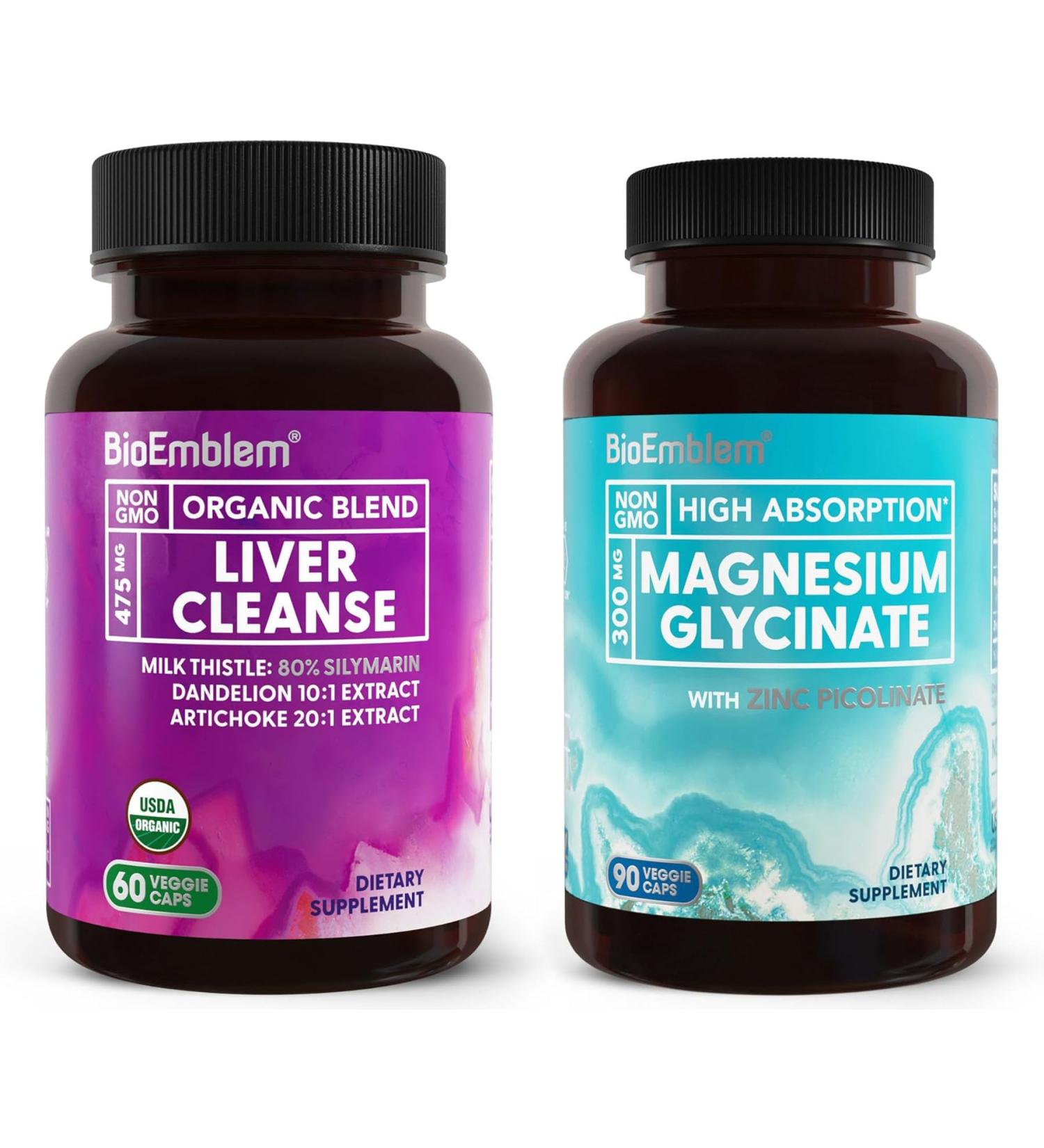 BioEmblem Magnesium Glycinate with Zinc + BioEmblem USDA Organic Liver Cleanse