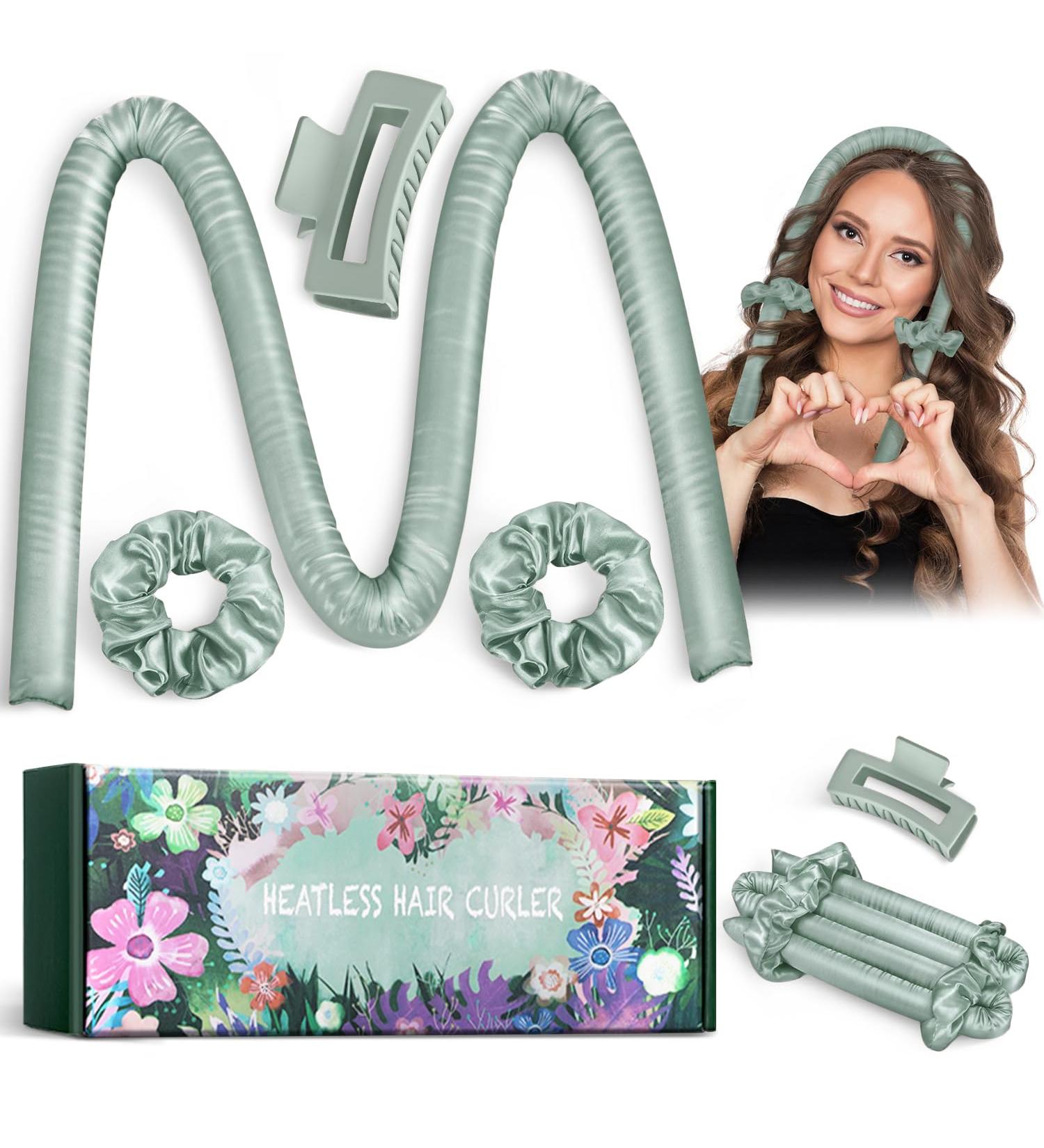 Cardamom Green Heatless Curlers Headband - DIY Long Hair Styling Tool for Overnight Heatless Curls - Buy Online on GoSupps.com