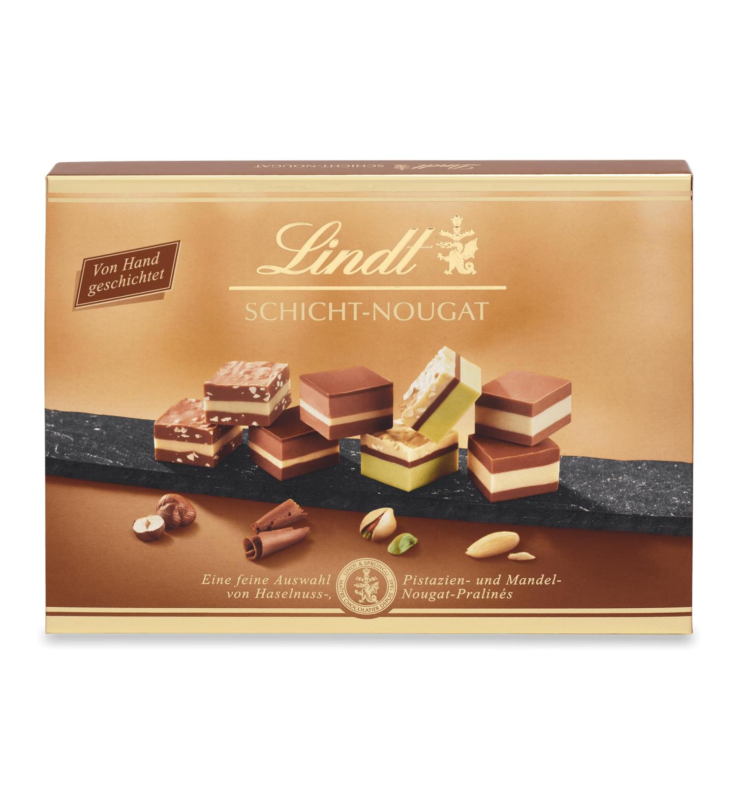 Lindt Chocolate Pralins Box - 125g Hand-Layered Almond Hazelnut & Pistachio Nougat | Perfect Chocolate Gift for Any Occasion - Buy Online on GoSupps.com