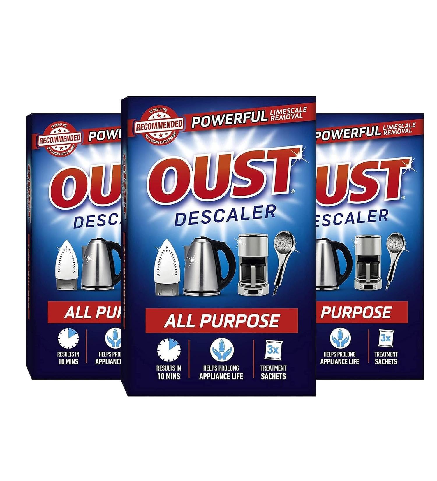 3 x 3 sachets Oust All Purpose Descaler for Kettle and Iron - Eco-Friendly Formula | Kettle Descaler Sachets Included | Effective Limescale Remover and Cleaner - Buy Online on GoSupps.com