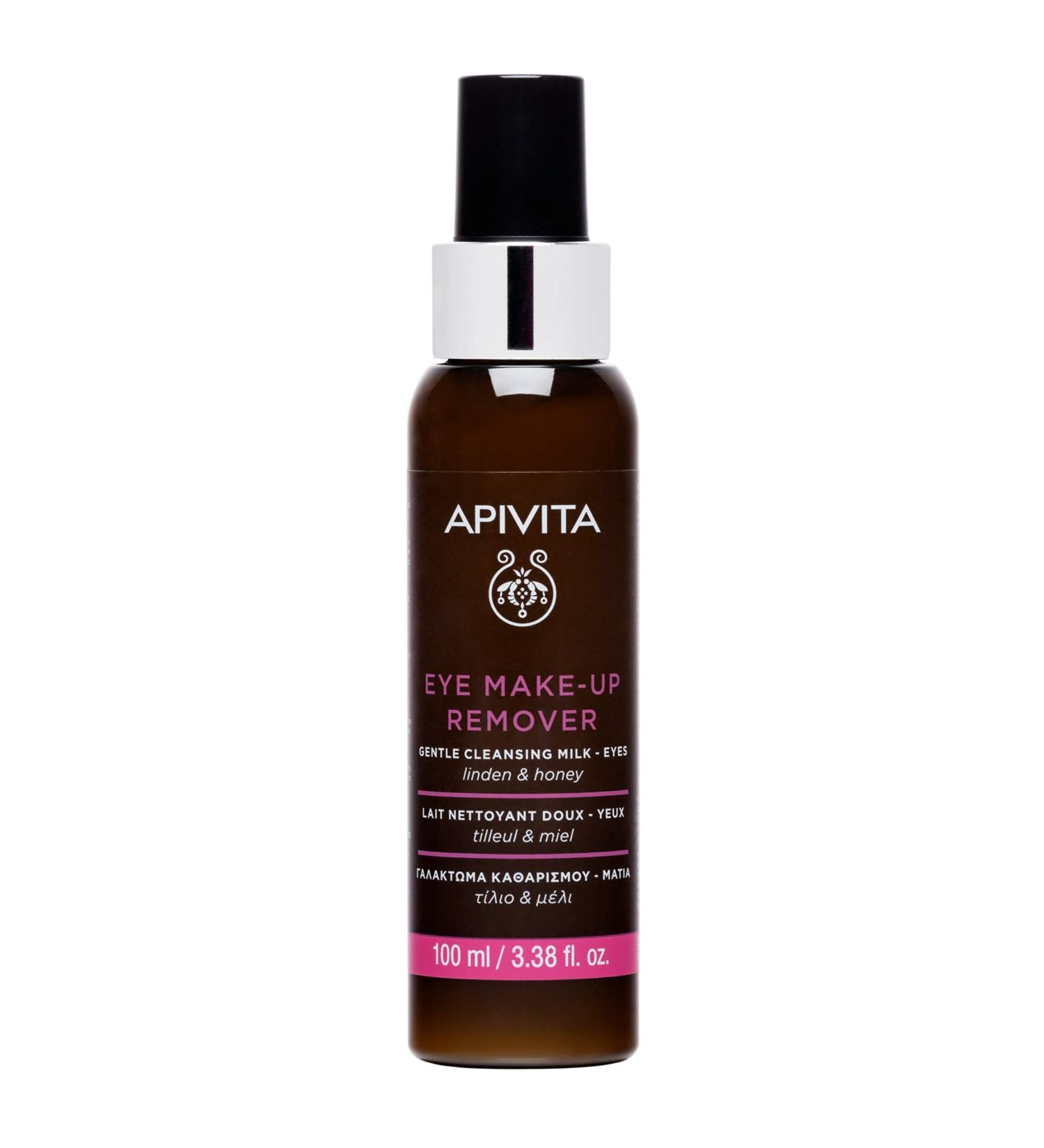 APIVITA Natural Eye Make-up Remover with Honey and Linden 3.38 fl.oz. | Gentle Cleansing Milk for Sensitive Eyes, Contact Lenses Wearers | Removes Waterproof Makeup & Impurities - Buy Online on GoSupps.com