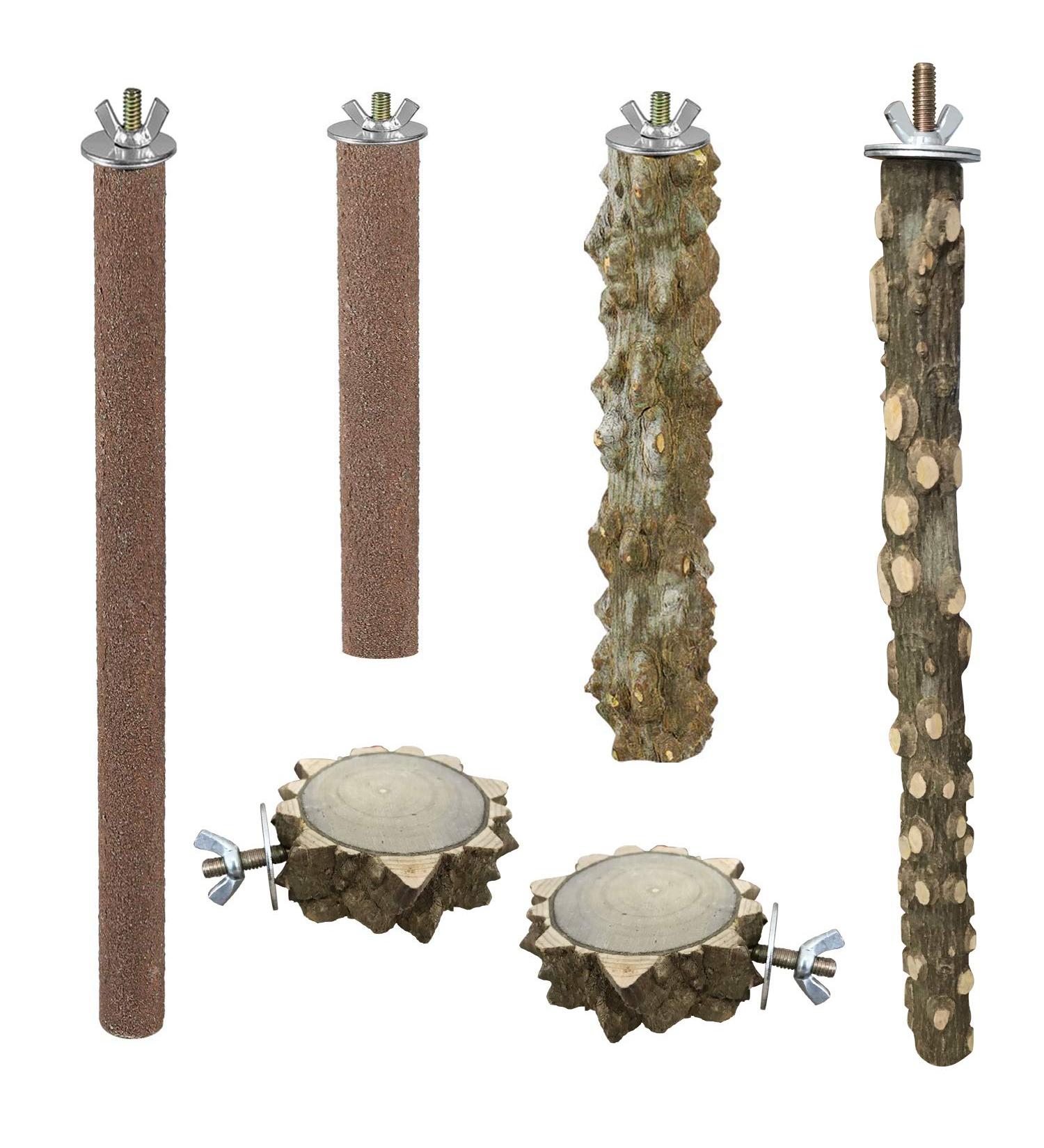 Allazone 6-Piece Bird Seat Rod Set | Premium Cork Seating for Budgies Finches & Aras - Ideal for Bird Comfort - Buy Online on GoSupps.com