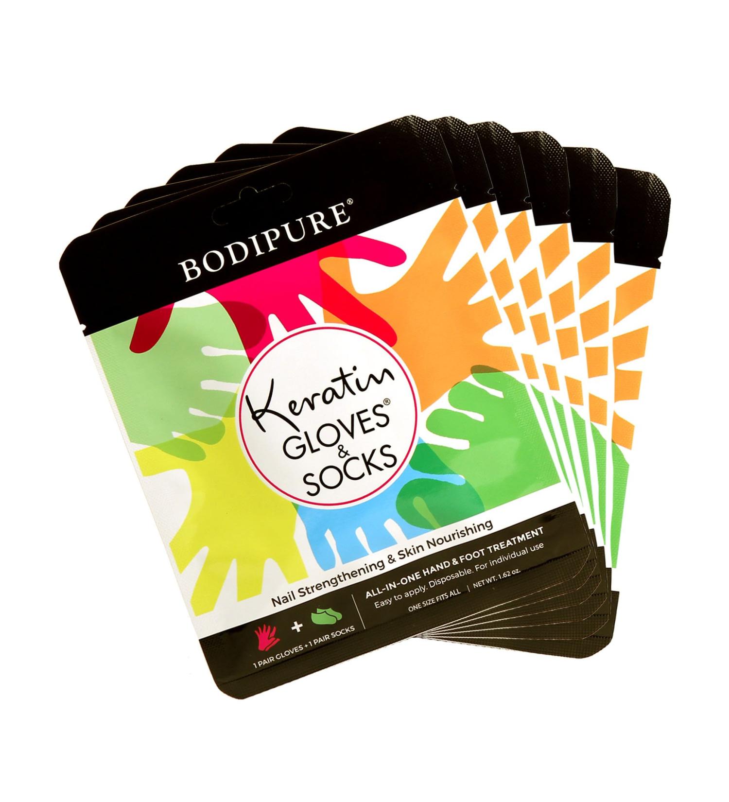 Bodipure Keratin Gloves and Socks Combo - 6 Pack Anti-Aging Moisturizing Set for Dry Hands and Cracked Heels - Natural Ingredients - 6 Pairs Each - Buy Online on GoSupps.com