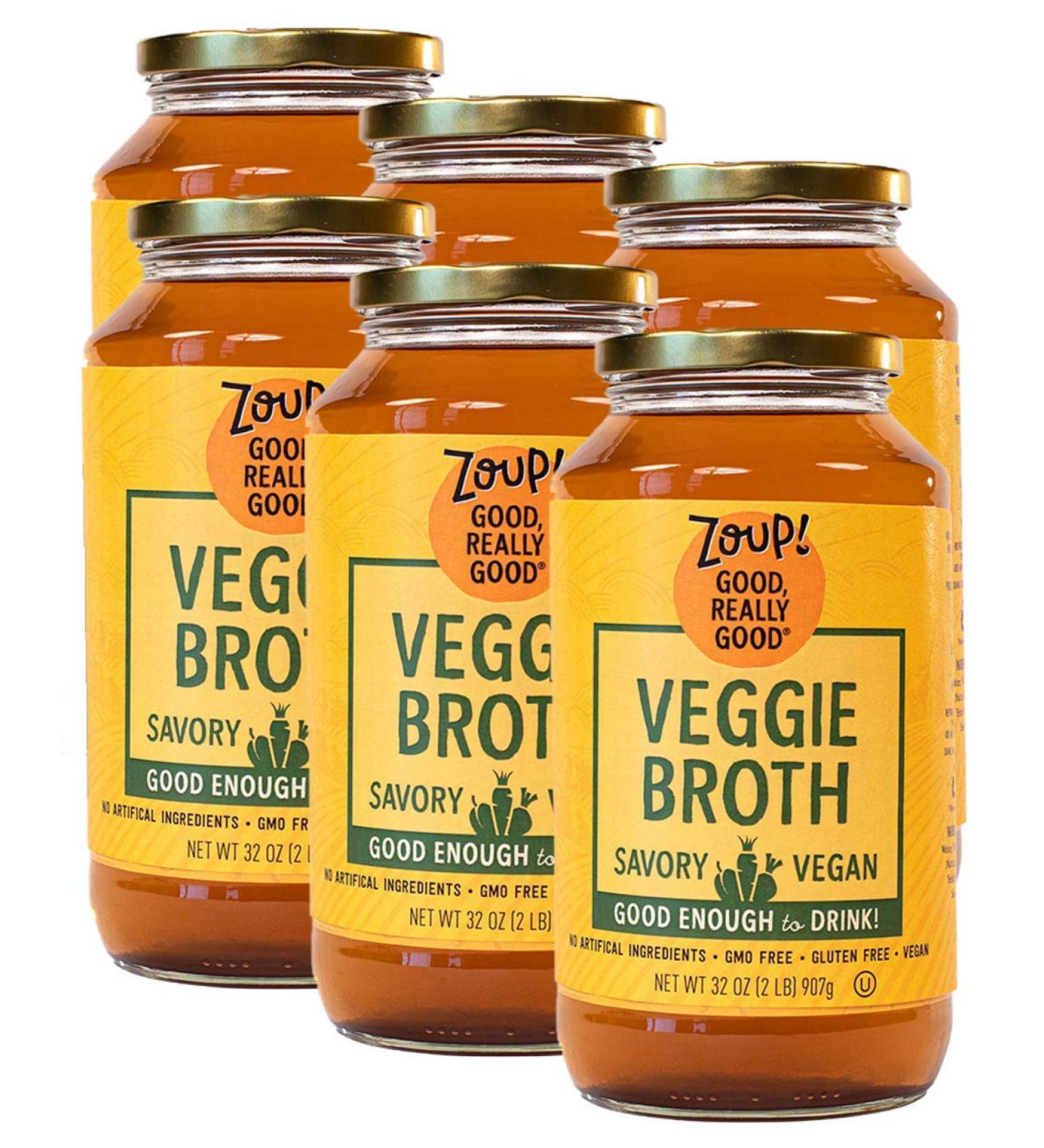Zoup! Vegan Vegetable Broth - Gluten Free & Low Calorie - 6-Pack (32 oz) - Perfect for Soups & Gravy - Buy Online on GoSupps.com