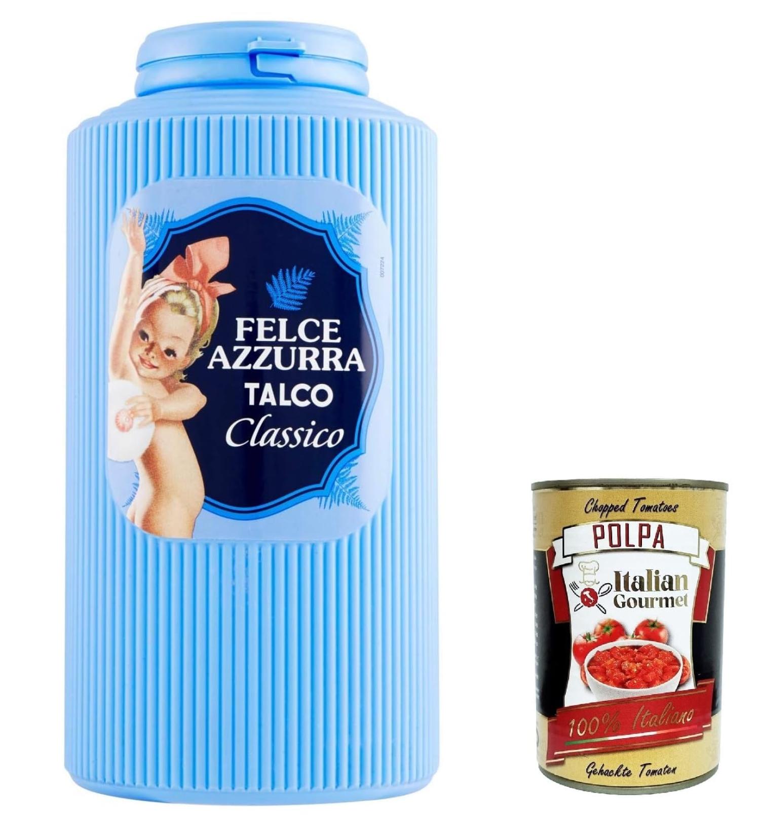 PAGLIERI Felce Azzurra Talco Classico Body Talcum Powder 500 g + Italian Polpa Gourmet 400 g Pack of 12 - Buy Online on GoSupps.com