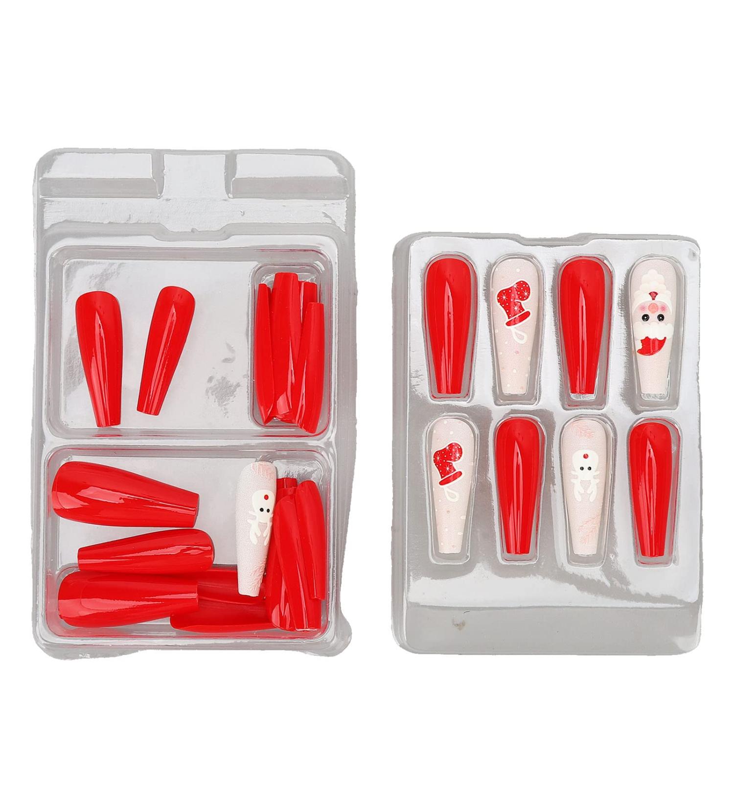 30 Pieces Christmas False Nails Portable Self Adhesive Fully Wrapped Artificial Nail Polish Christmas False Nails for Women and Girls (Type 1) - Buy Online on GoSupps.com